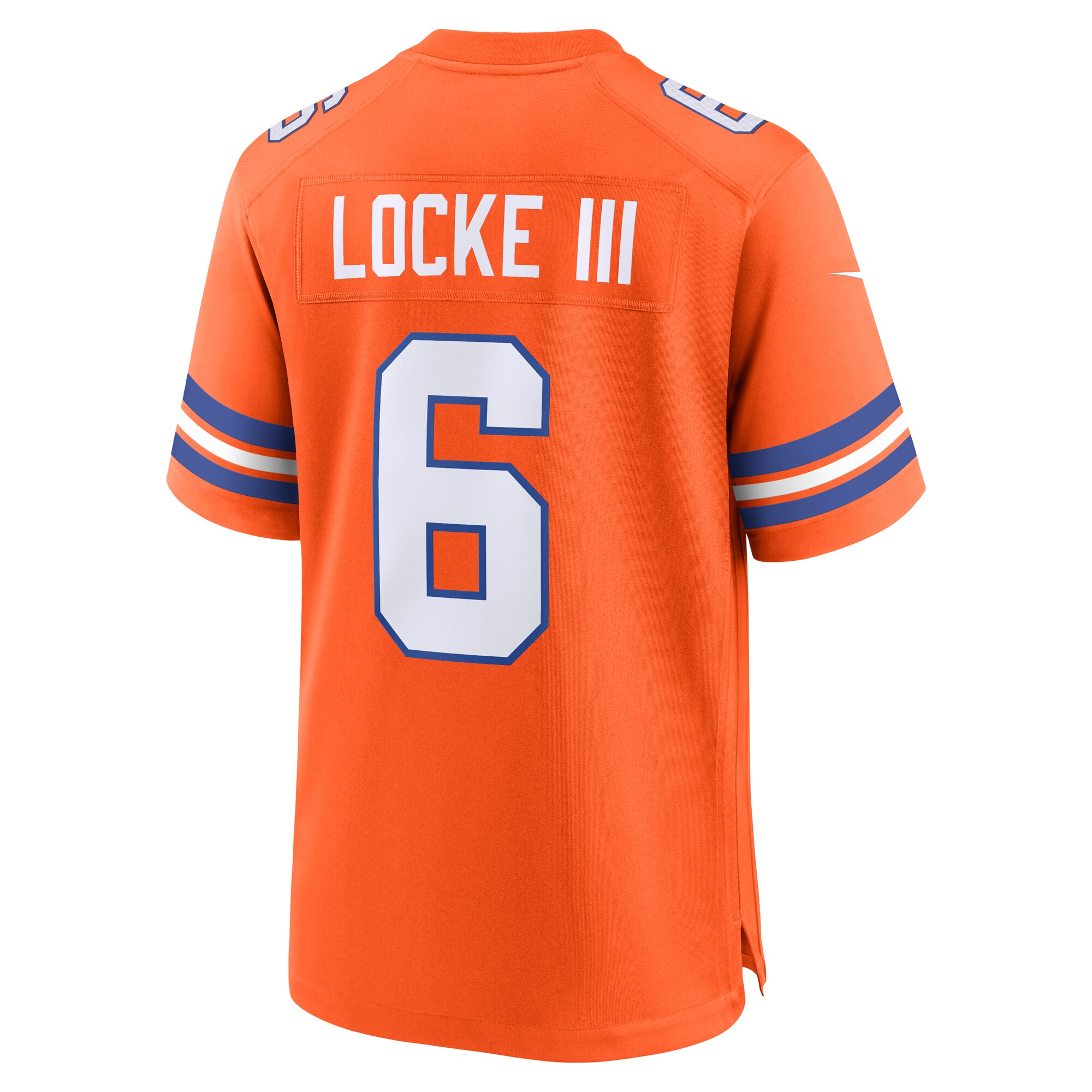 Men's Denver Broncos P.J. Locke III Orange Mile High Collection 1977 Throwback Player Game Jersey JS4827 nicesnker - Image 3