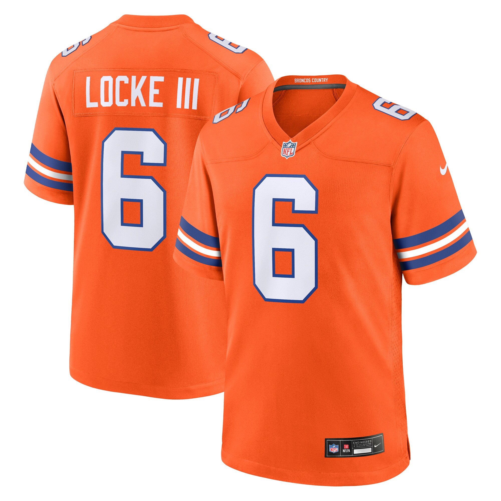 Men's Denver Broncos P.J. Locke III Orange Mile High Collection 1977 Throwback Player Game Jersey JS4827 nicesnker