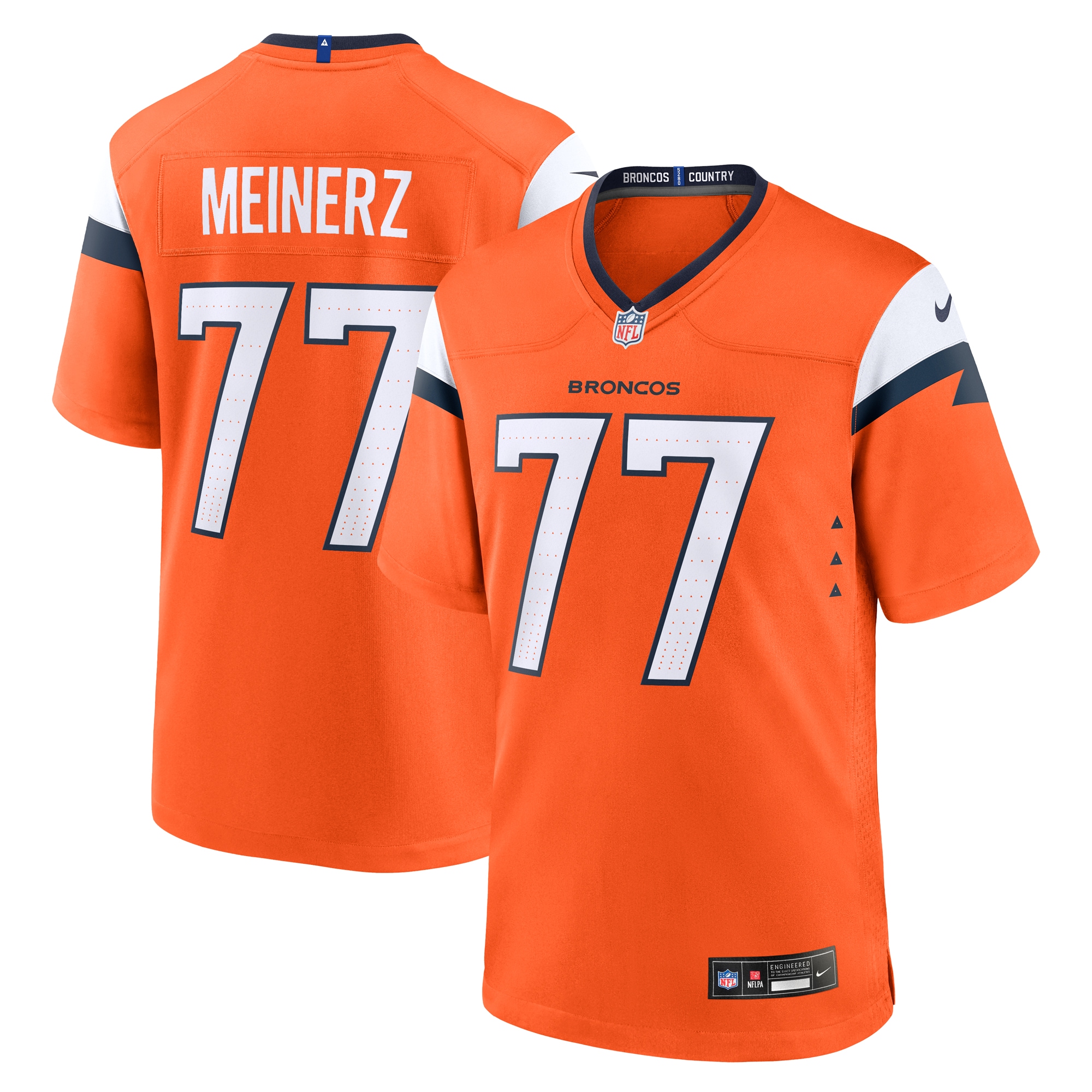 Men's Denver Broncos Quinn Meinerz Orange Team Game Jersey JS8856 nicesnker