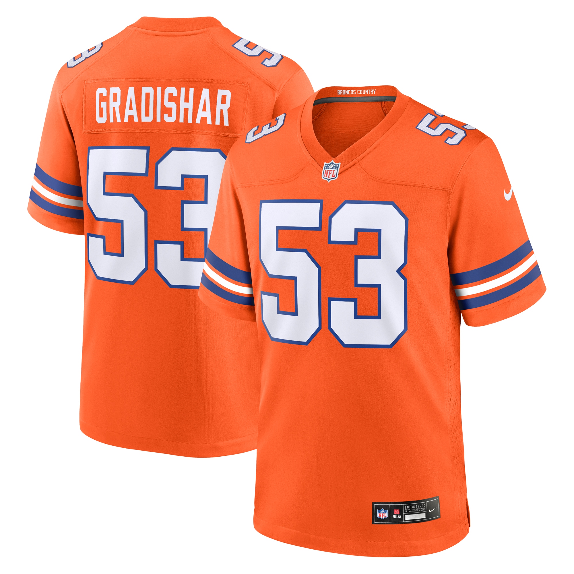 Men's Denver Broncos Randy Gradishar Orange Mile High Collection 1977 Throwback Retired Player Game Jersey JS8408 nicesnker