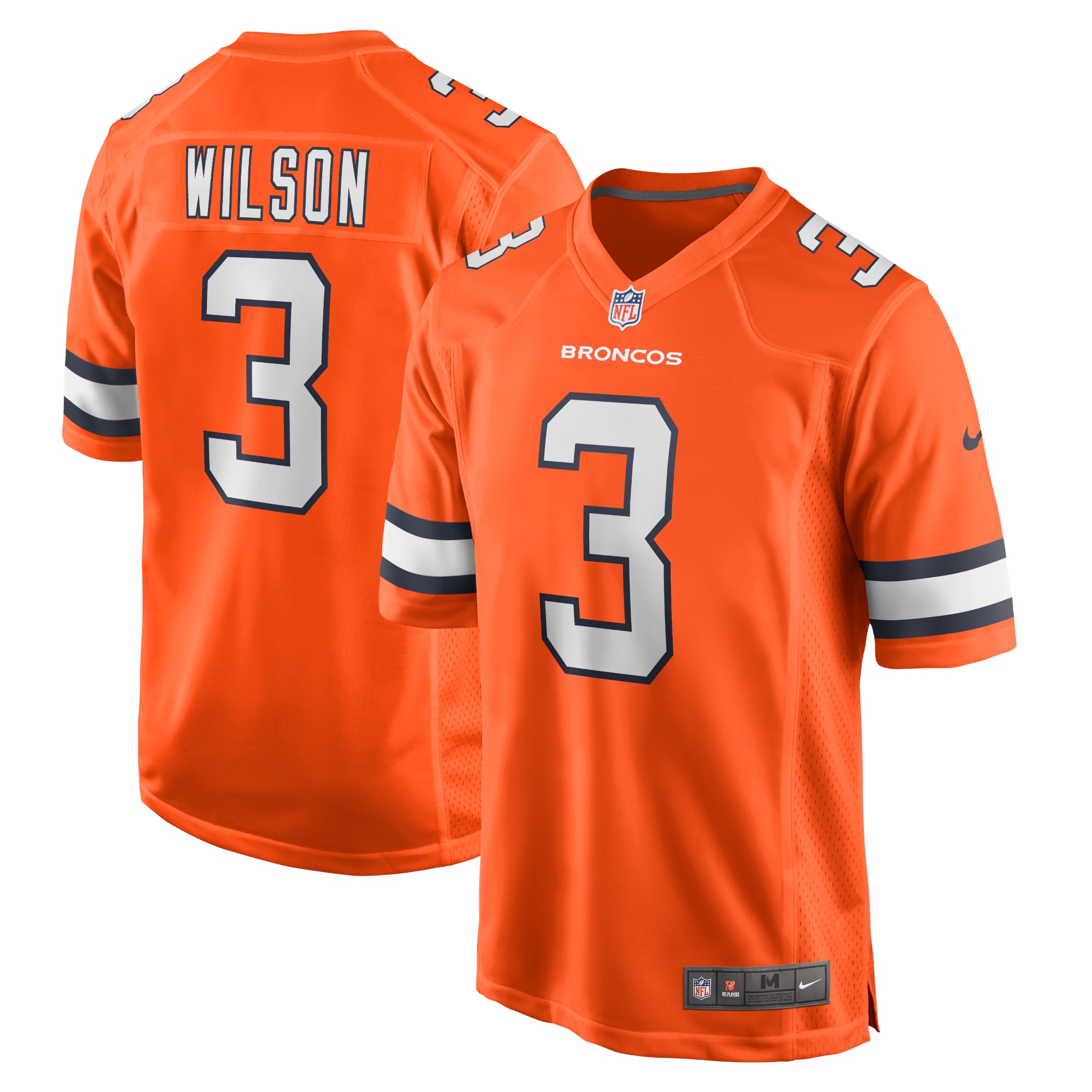 Men's Denver Broncos Russell Wilson Orange Alternate Game Jersey JS4898 nicesnker