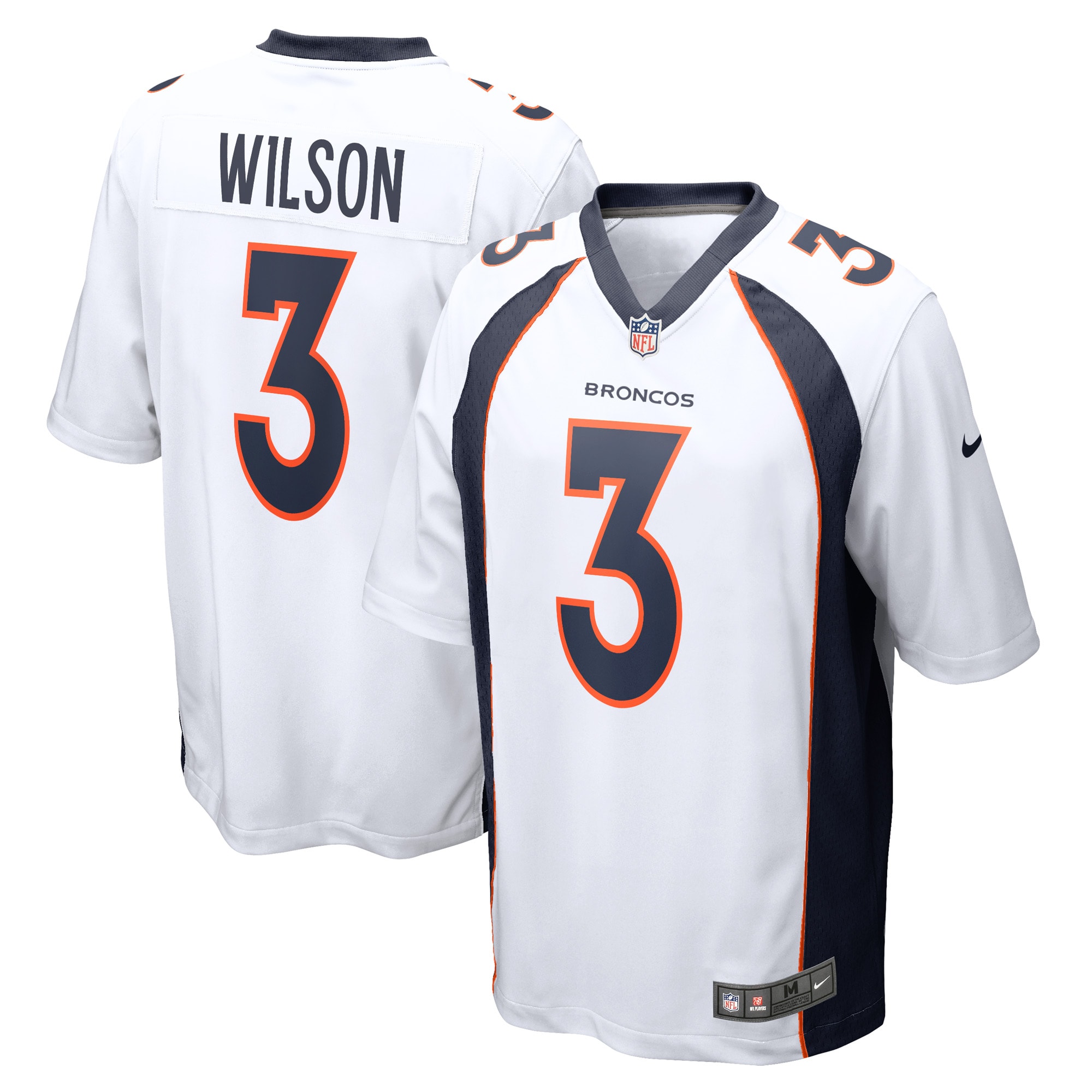 Men's Denver Broncos Russell Wilson White Game Jersey JS8622 nicesnker