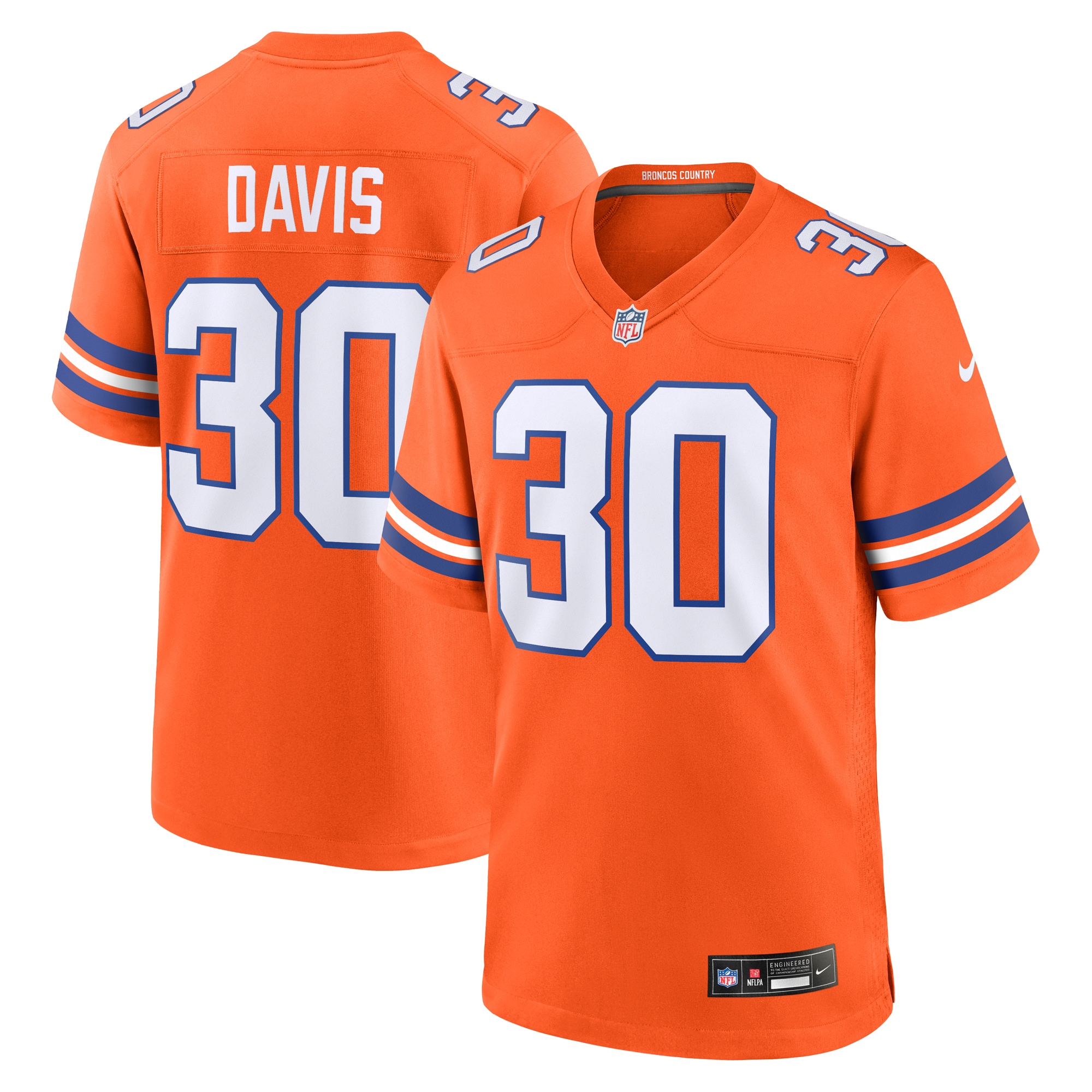 Men's Denver Broncos Terrell Davis Orange Mile High Collection 1977 Throwback Retired Player Game Jersey JS4220 nicesnker