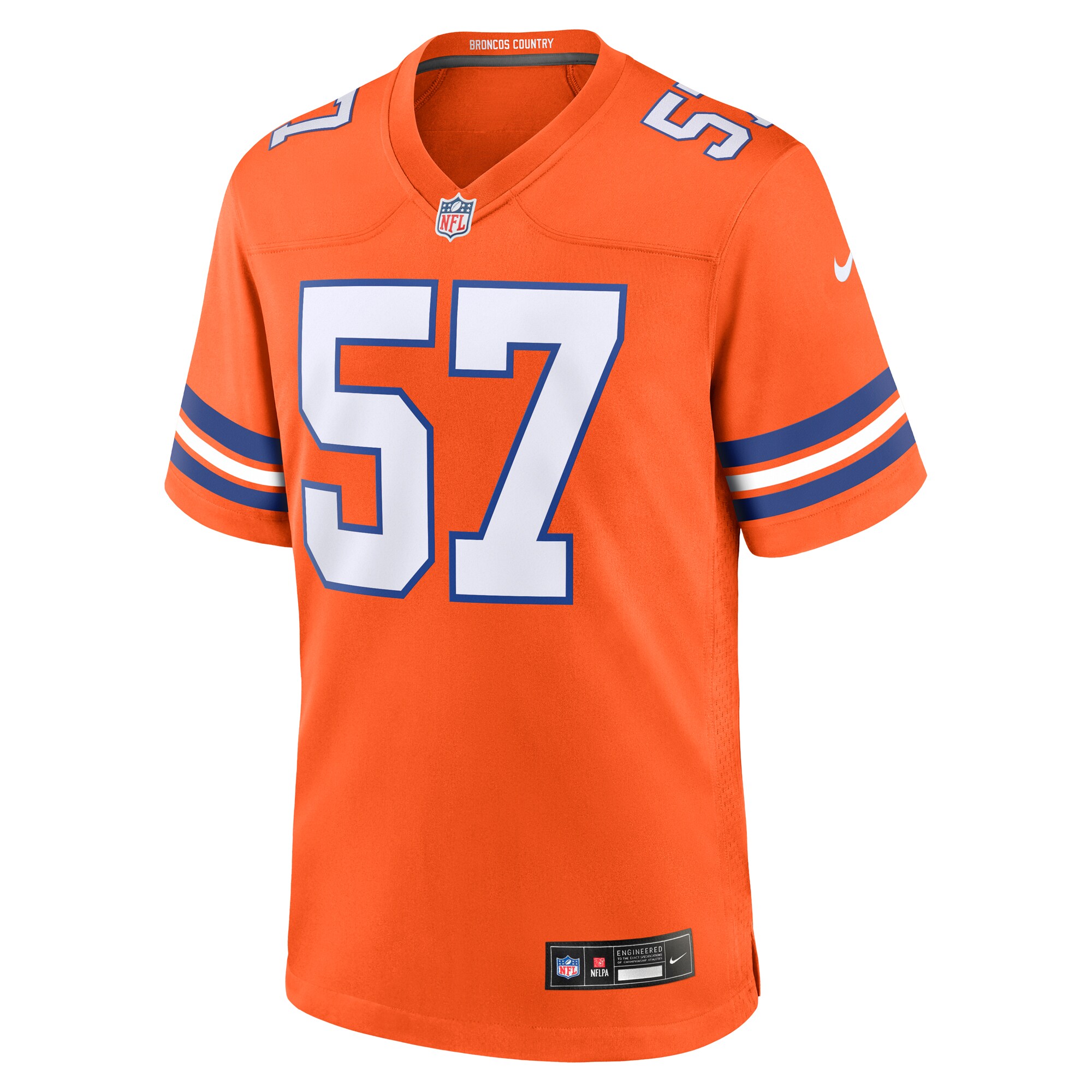 Alternative view of Men's Denver Broncos Tom Jackson Orange Mile High Collection 1977 Throwback Retired Player Game Jersey JS7494 nicesnker