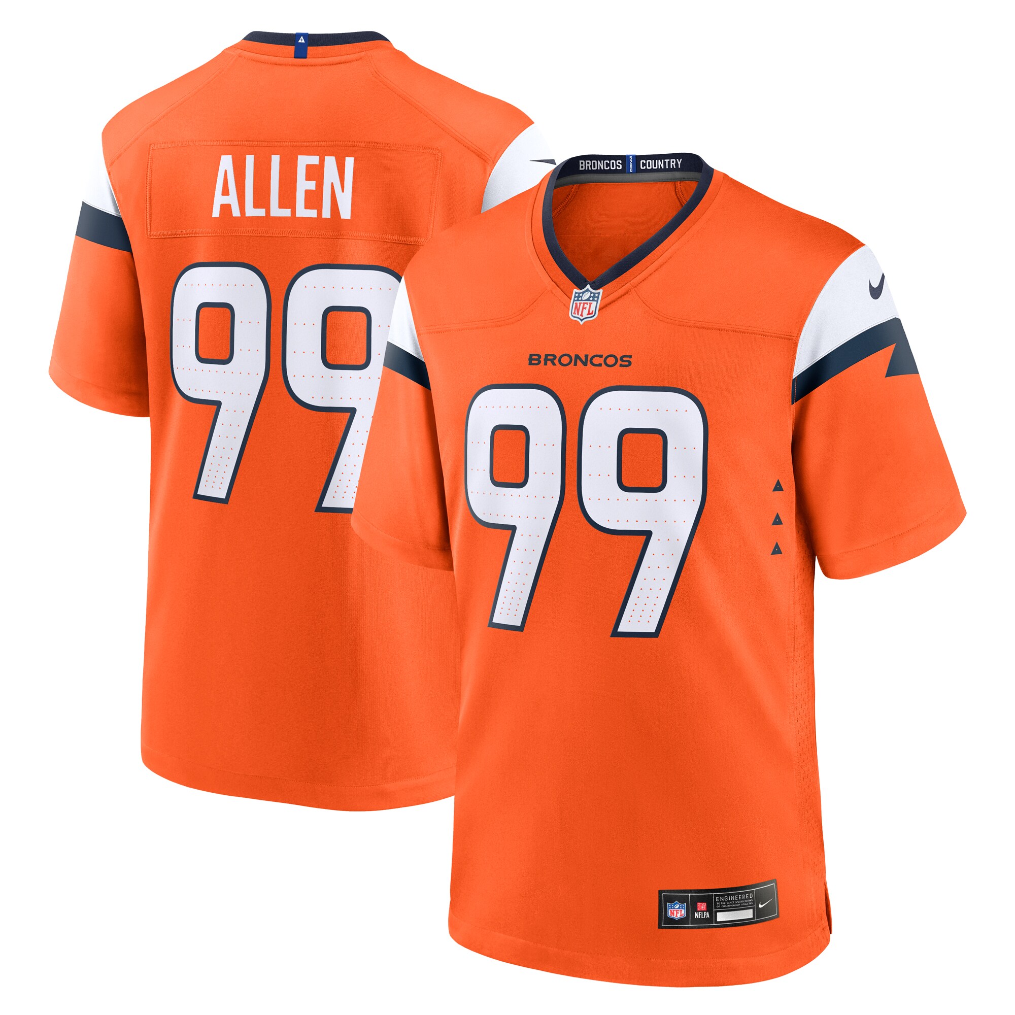 Men's Denver Broncos Zach Allen Orange Team Game Jersey JS9969 nicesnker