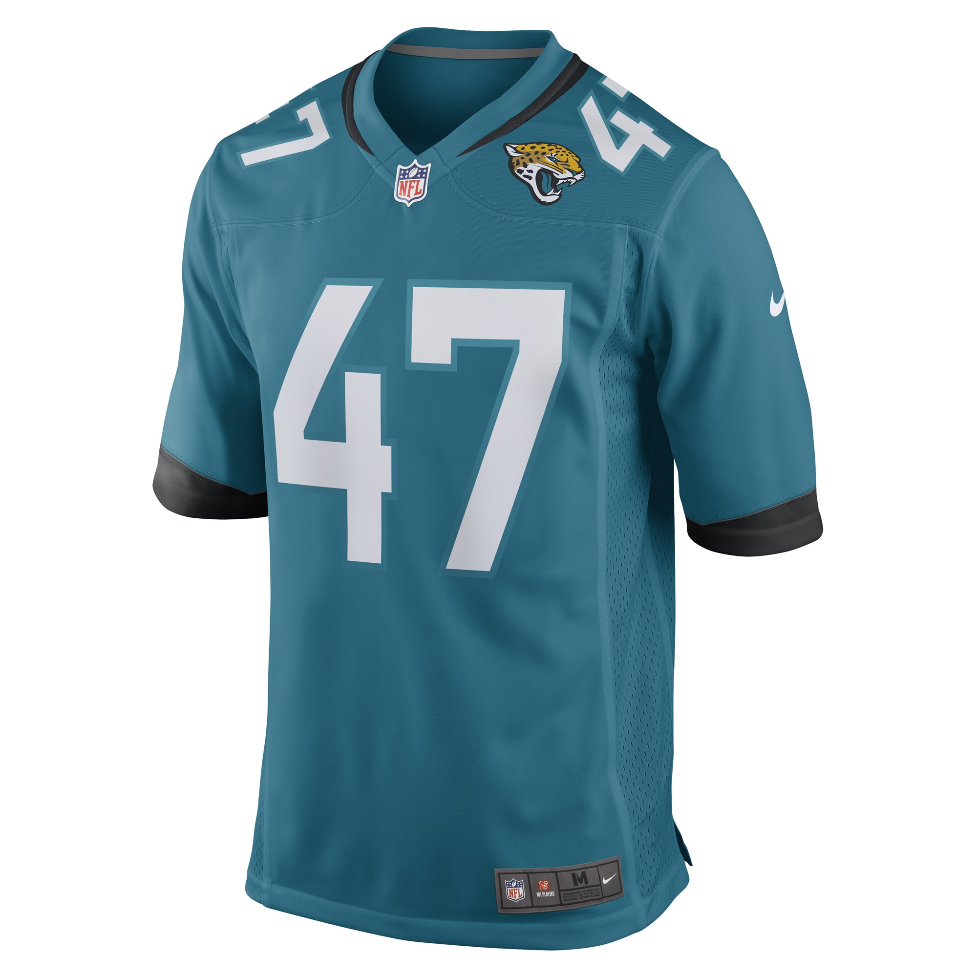 Alternative view of Men's De'Shaan Dixon Jacksonville Jaguars Teal Team Game Player Jersey JS3476 nicesnker