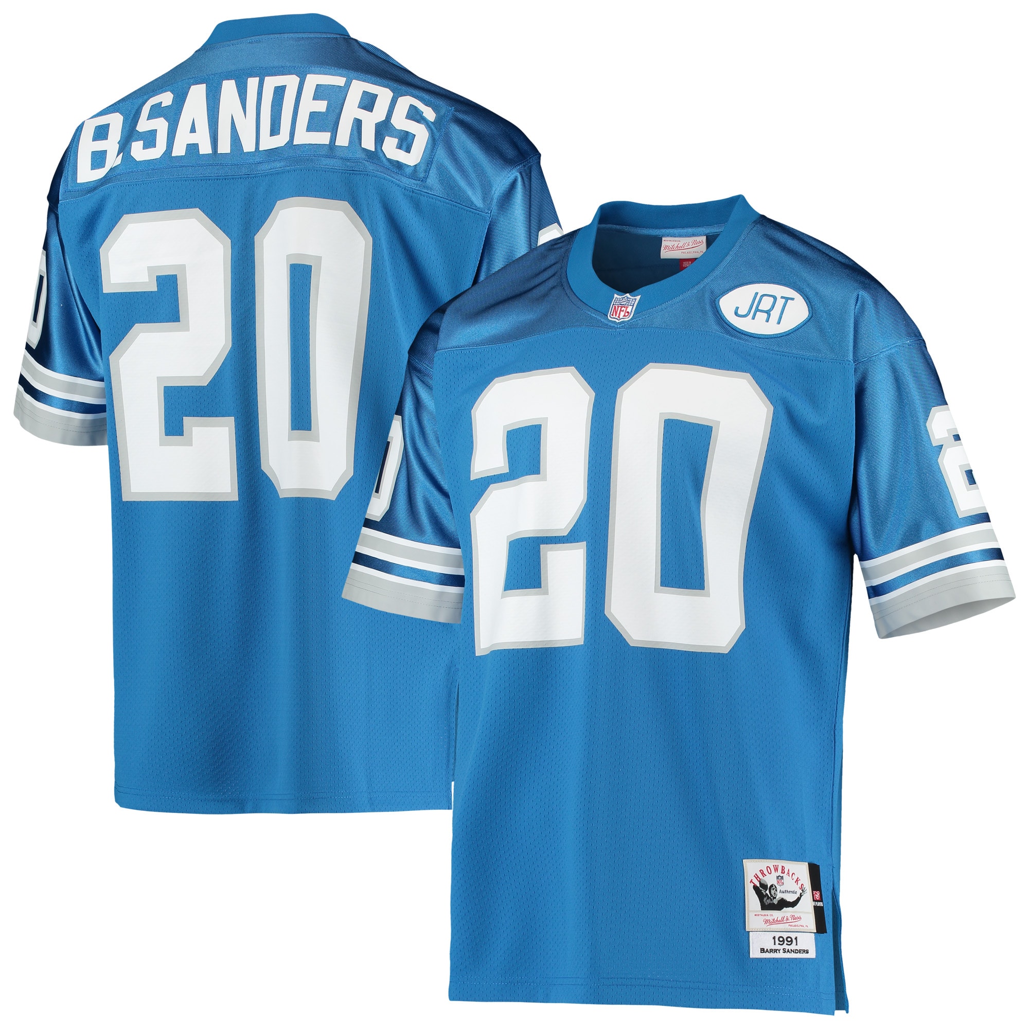Men's Detroit Lions 1991 Barry Sanders Mitchell & Ness Blue Throwback Retired Player Jersey JS1666 nicesnker