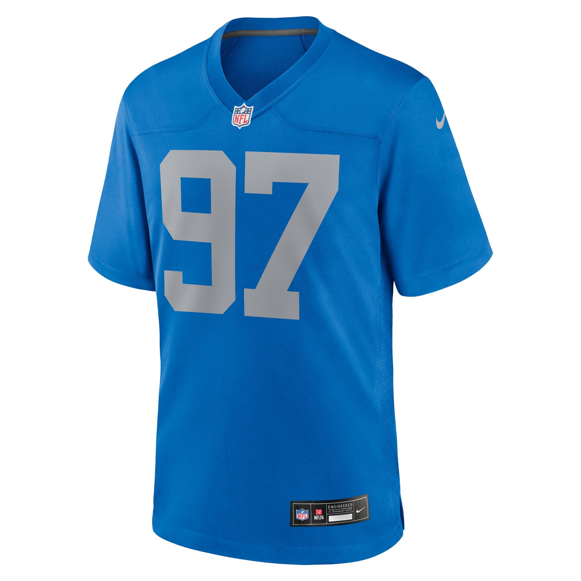 Alternative view of Men's Detroit Lions Aidan Hutchinson Blue Alternate Game Jersey JS2790 nicesnker