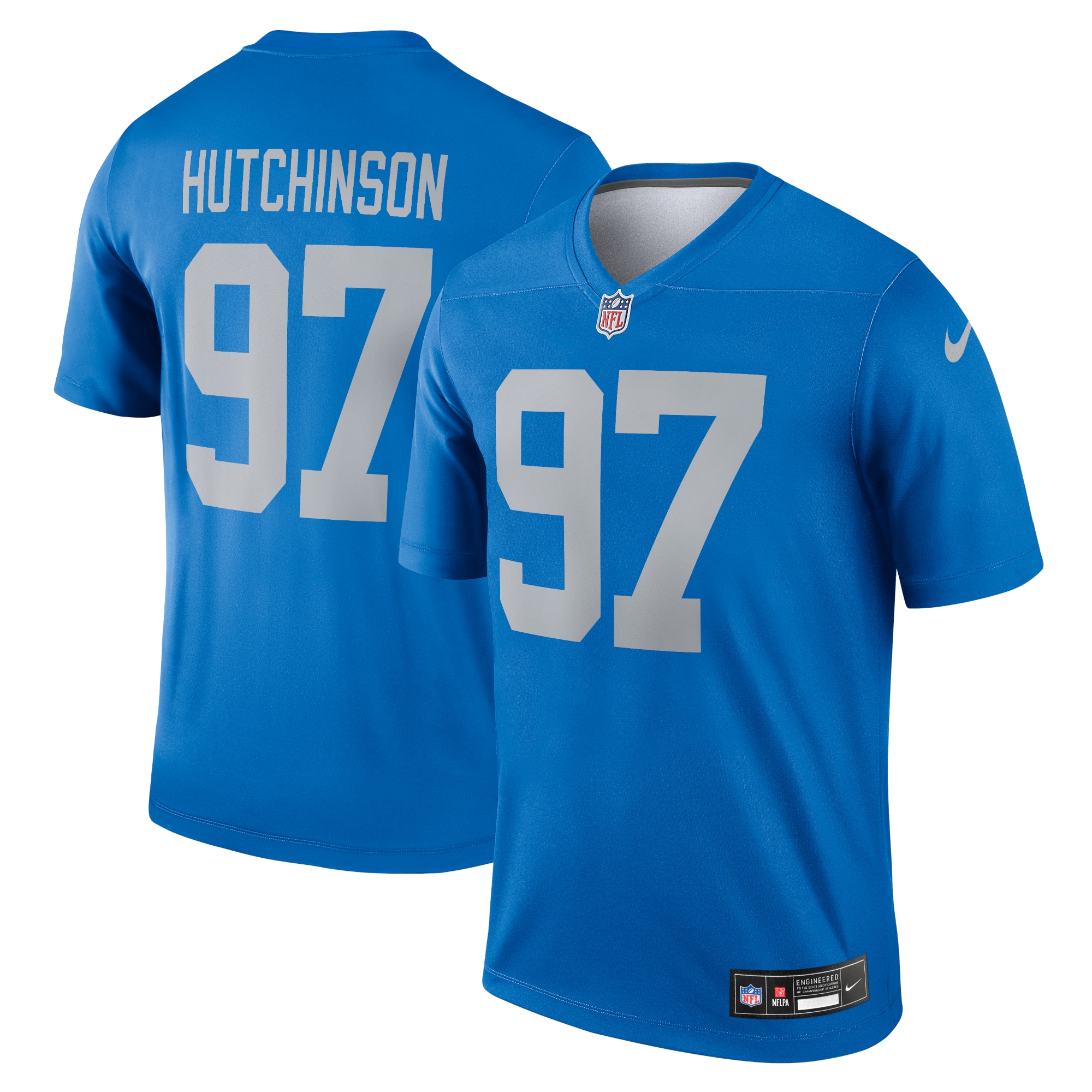 Men's Detroit Lions Aidan Hutchinson Blue Alternate Legend Player Performance Top JS9050 nicesnker