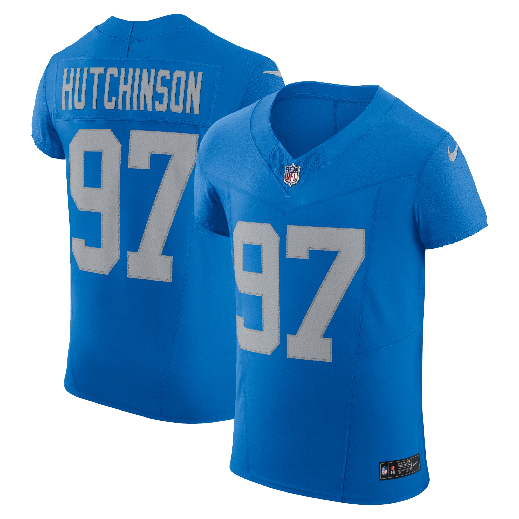 Men's Detroit Lions Aidan Hutchinson Blue Alternate Vapor F.U.S.E. Elite Jersey JS7313 nicesnker