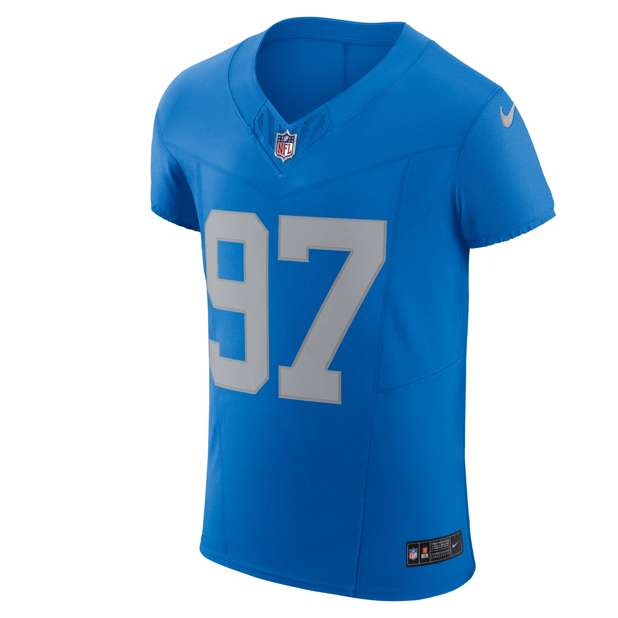 Alternative view of Men's Detroit Lions Aidan Hutchinson Blue Alternate Vapor F.U.S.E. Elite Jersey JS7313 nicesnker