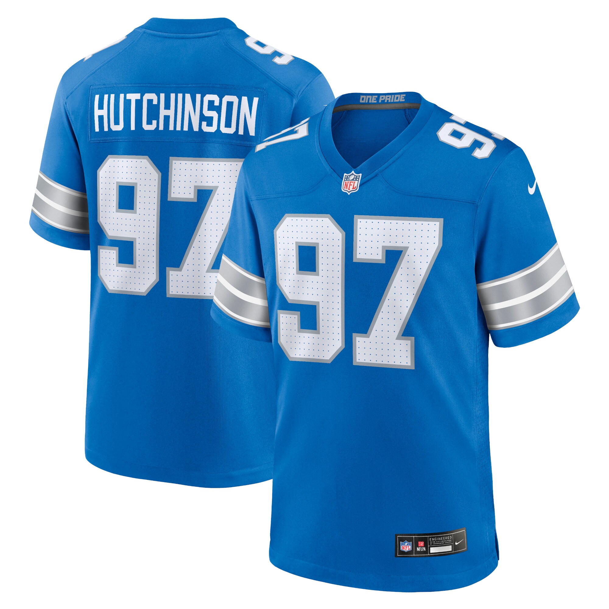 Men's Detroit Lions Aidan Hutchinson Blue Game Jersey JS4144 nicesnker