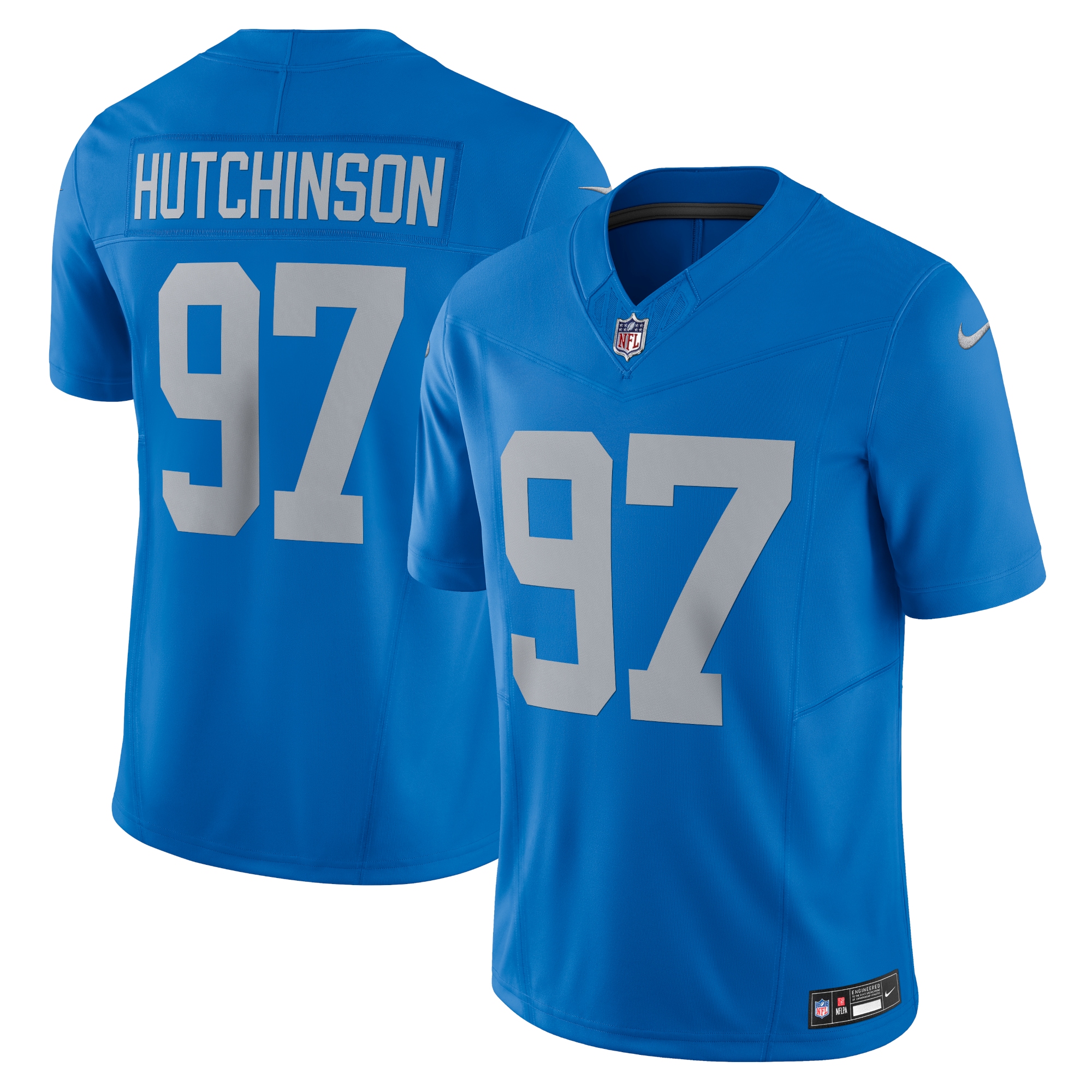 Men's Detroit Lions Aidan Hutchinson Blue Vapor F.U.S.E. Alternate Limited Jersey JS8634 nicesnker