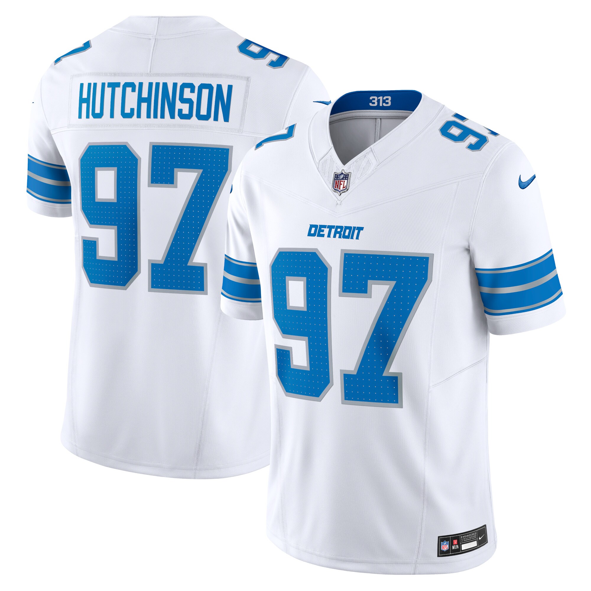 Men's Detroit Lions Aidan Hutchinson White Vapor F.U.S.E. Limited Jersey JS9852 nicesnker