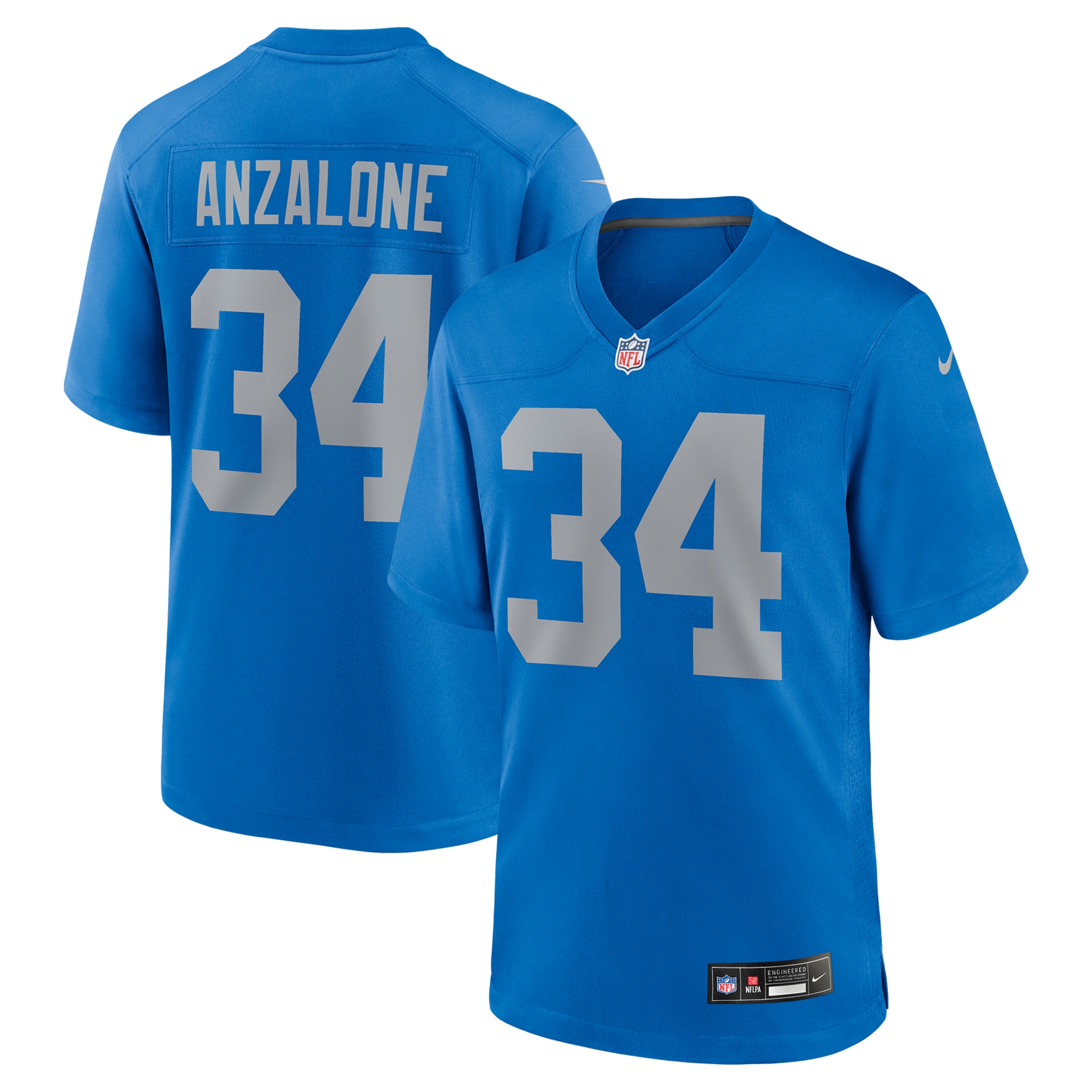 Men's Detroit Lions Alex Anzalone Blue Alternate Game Jersey JS7858 nicesnker