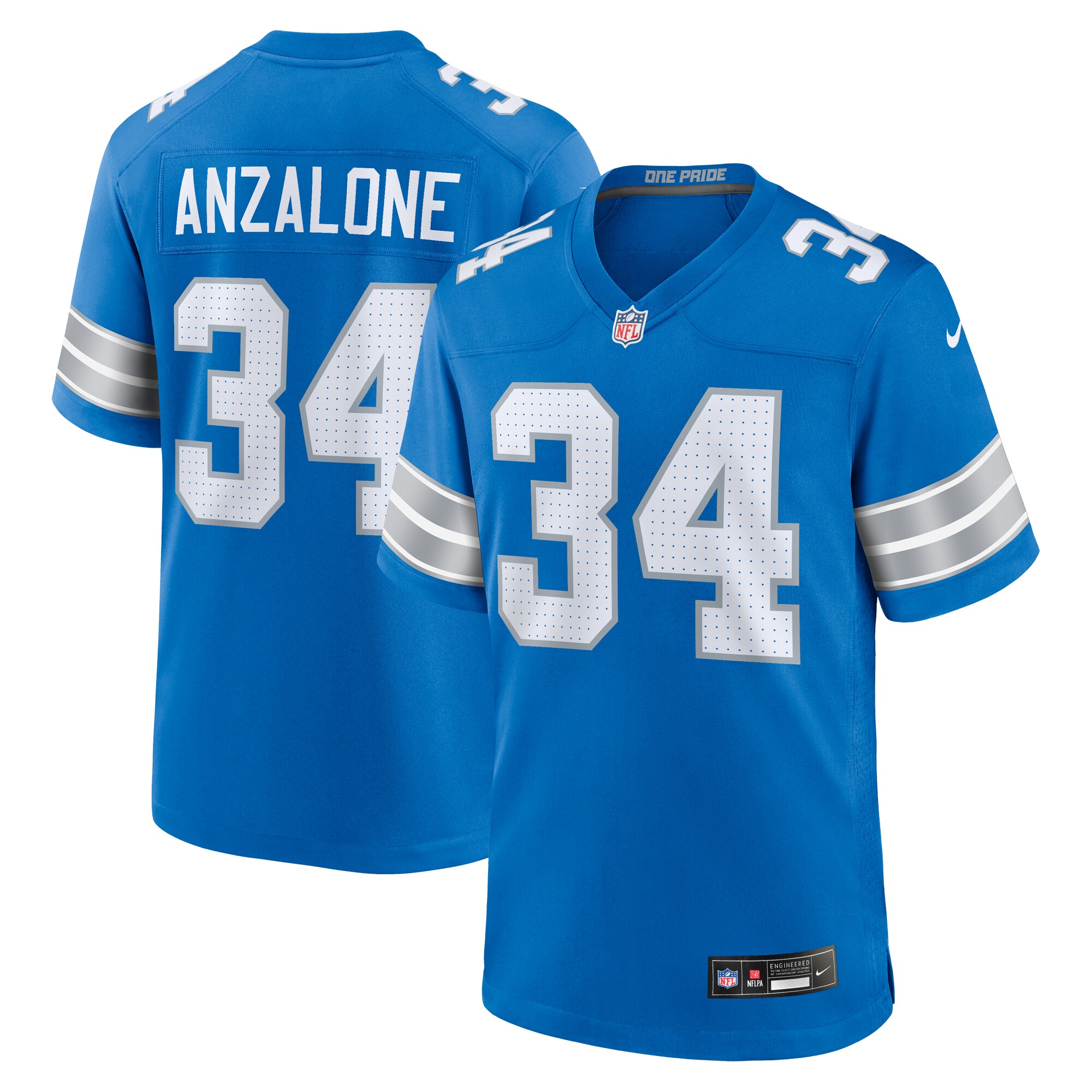 Men's Detroit Lions Alex Anzalone Blue Game Jersey JS4913 nicesnker