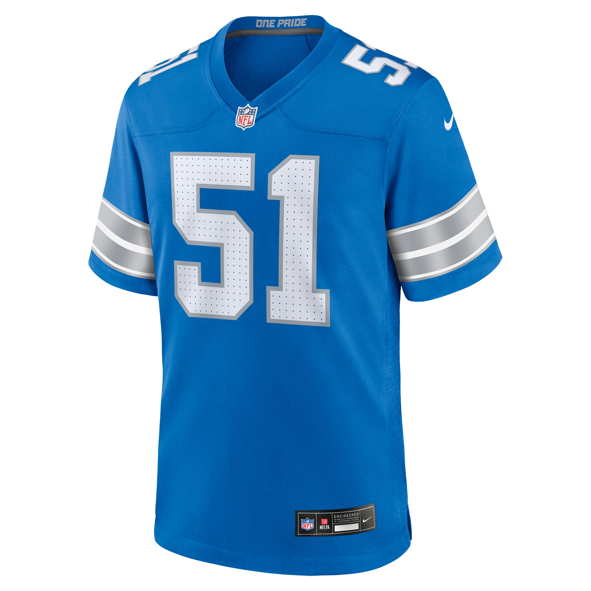 Alternative view of Men's Detroit Lions Ben Niemann Blue Team Game Jersey JS1418 nicesnker