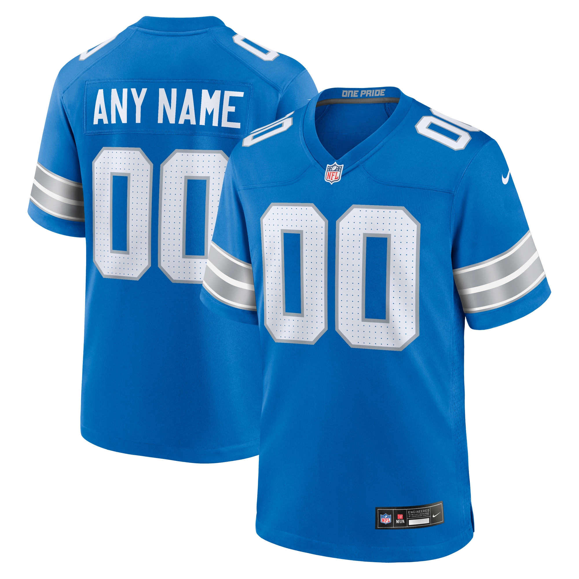 Men's Detroit Lions Blue Custom Game Jersey JS5865 nicesnker
