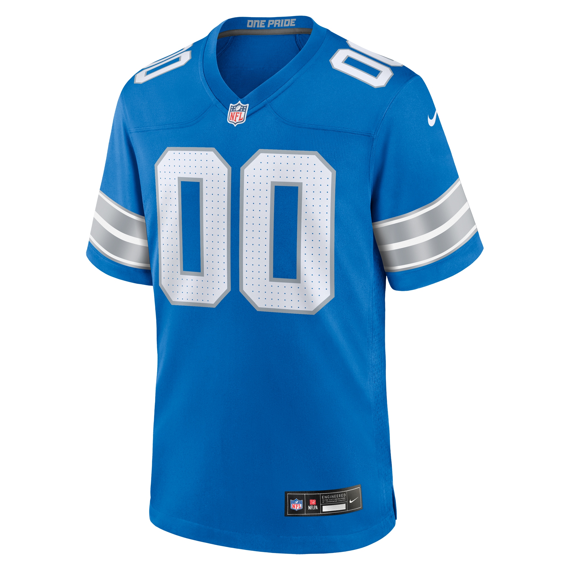 Alternative view of Men's Detroit Lions Blue Custom Game Jersey JS5865 nicesnker