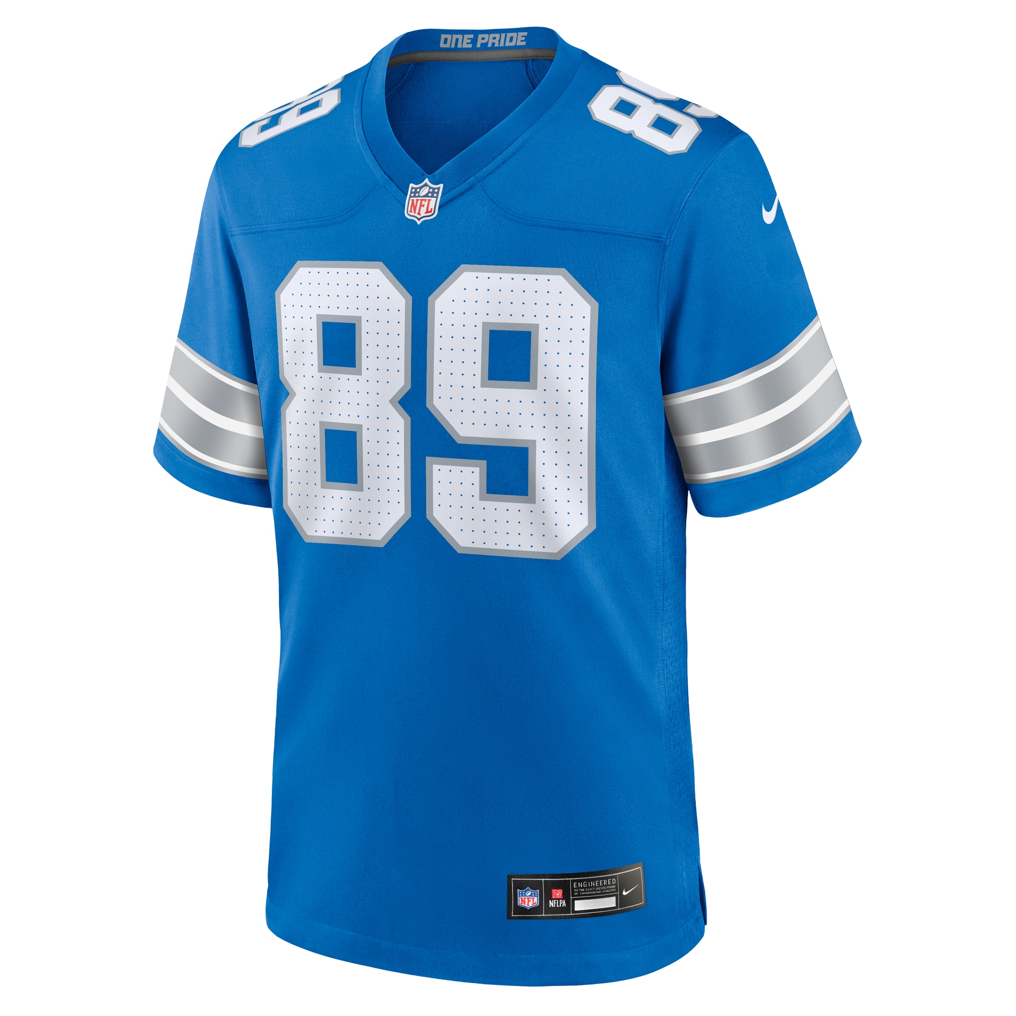 Alternative view of Men's Detroit Lions Brock Wright Blue Team Game Jersey JS1436 nicesnker