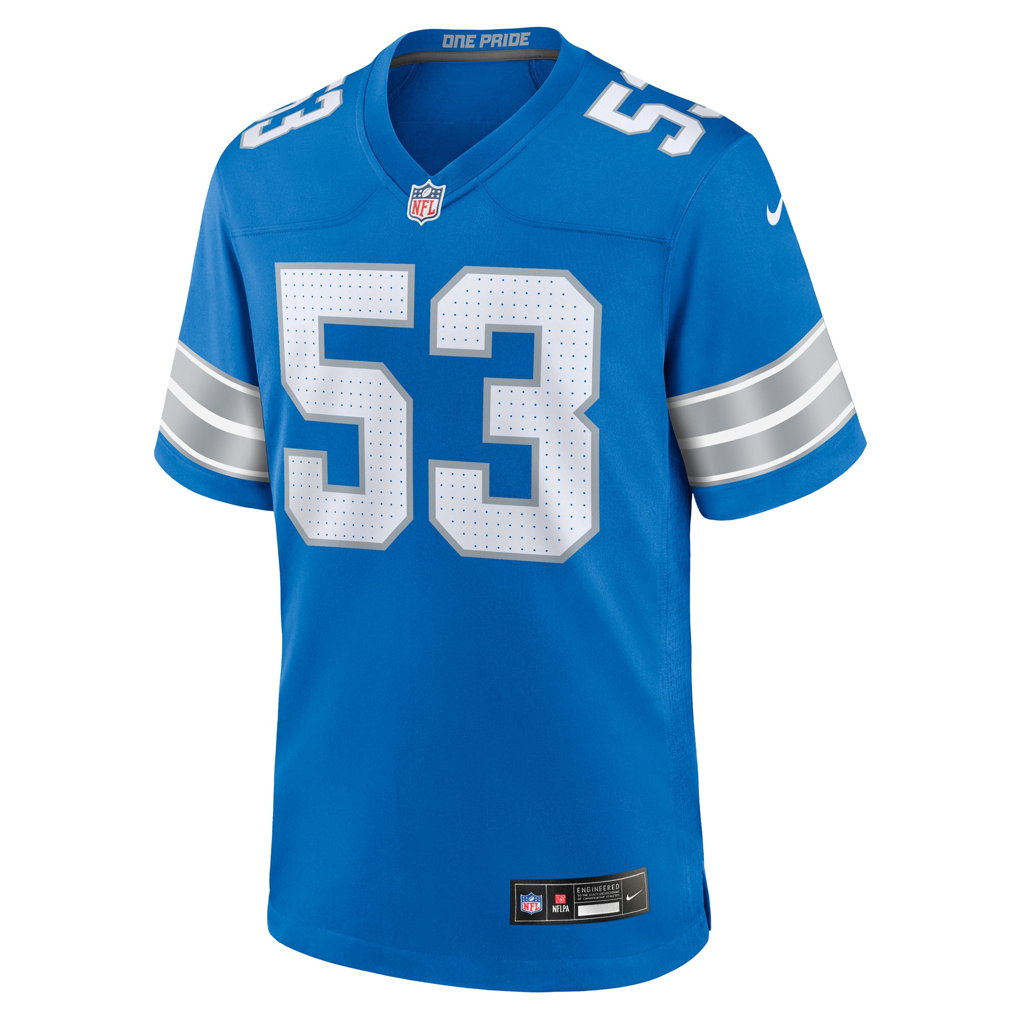 Alternative view of Men's Detroit Lions DaRon Gilbert Blue Game Jersey JS7605 nicesnker