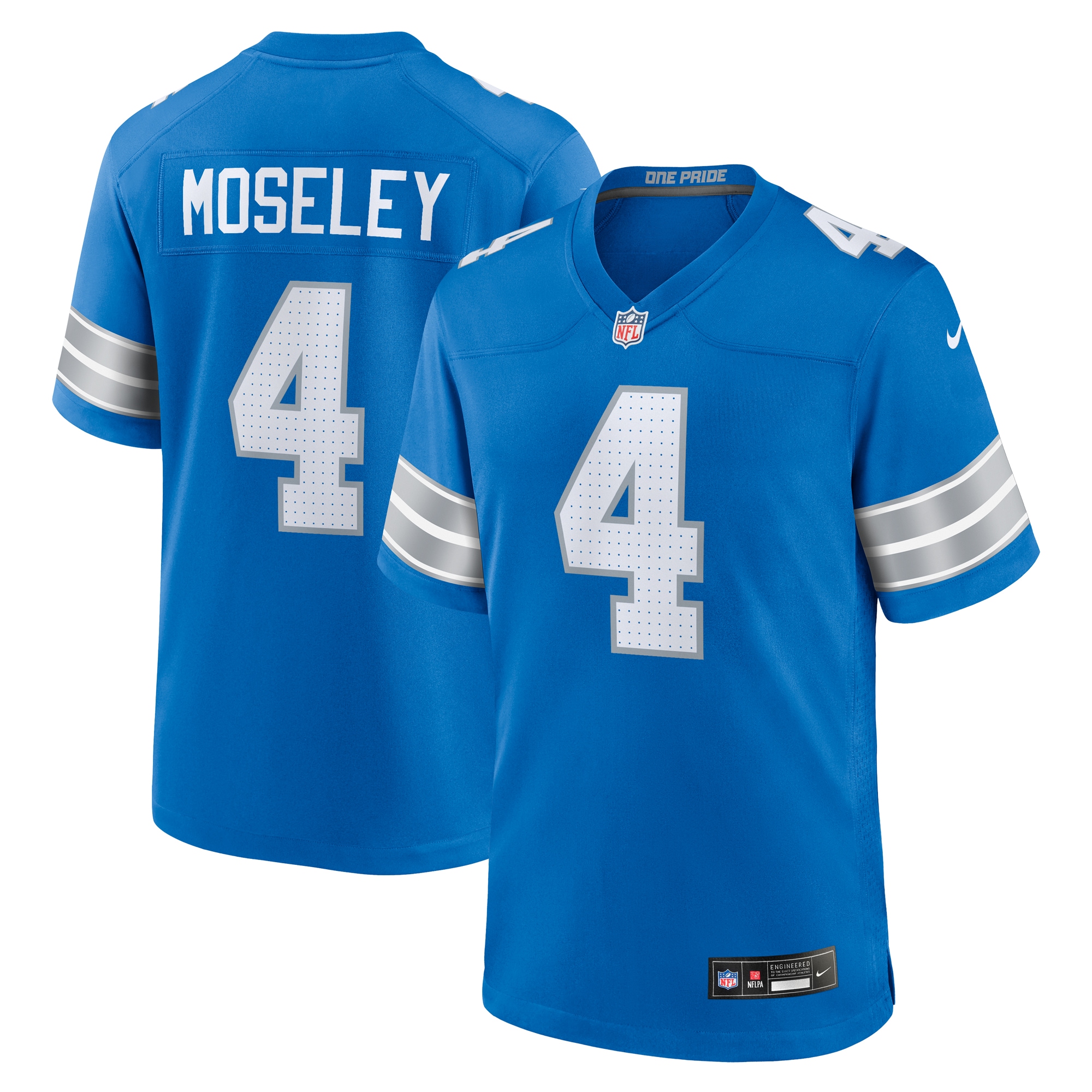 Men's Detroit Lions Emmanuel Moseley Blue Team Game Jersey JS1565 nicesnker