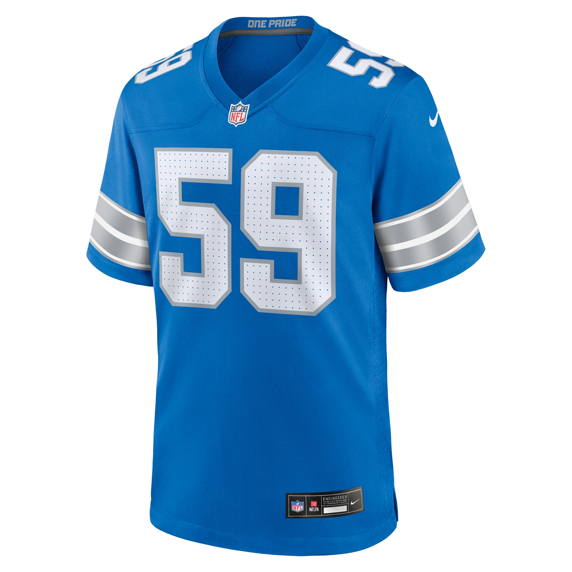 Alternative view of Men's Detroit Lions Giovanni Manu Blue Team Game Jersey JS5117 nicesnker