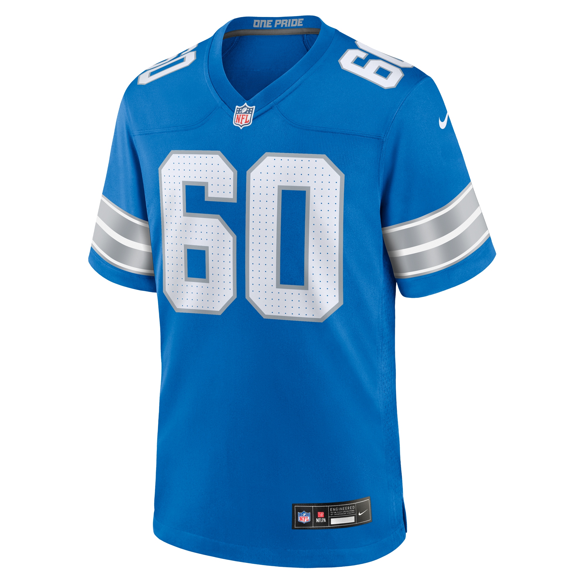 Alternative view of Men's Detroit Lions Graham Glasgow Blue Team Game Jersey JS8628 nicesnker