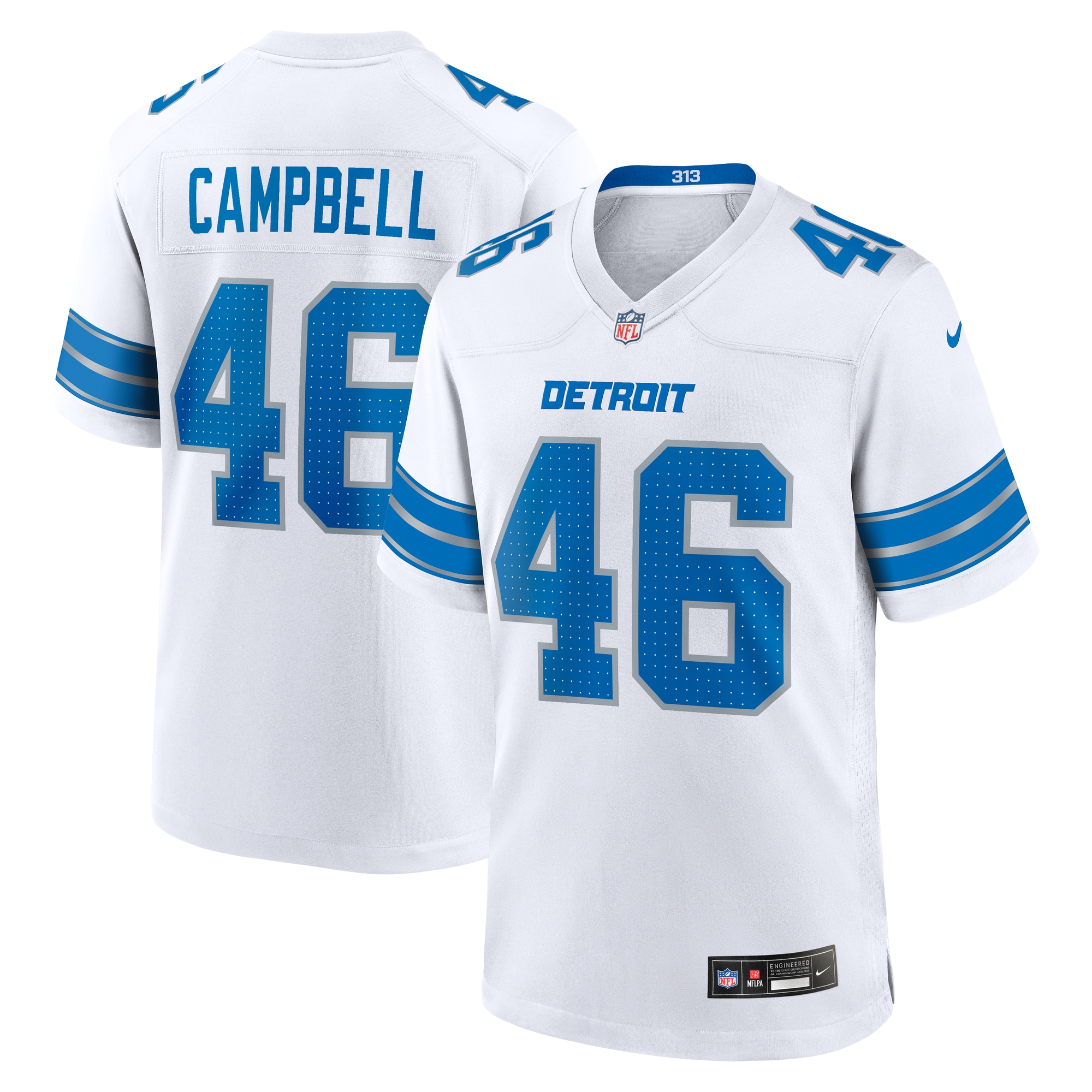 Men's Detroit Lions Jack Campbell White White Game Jersey JS6713 nicesnker