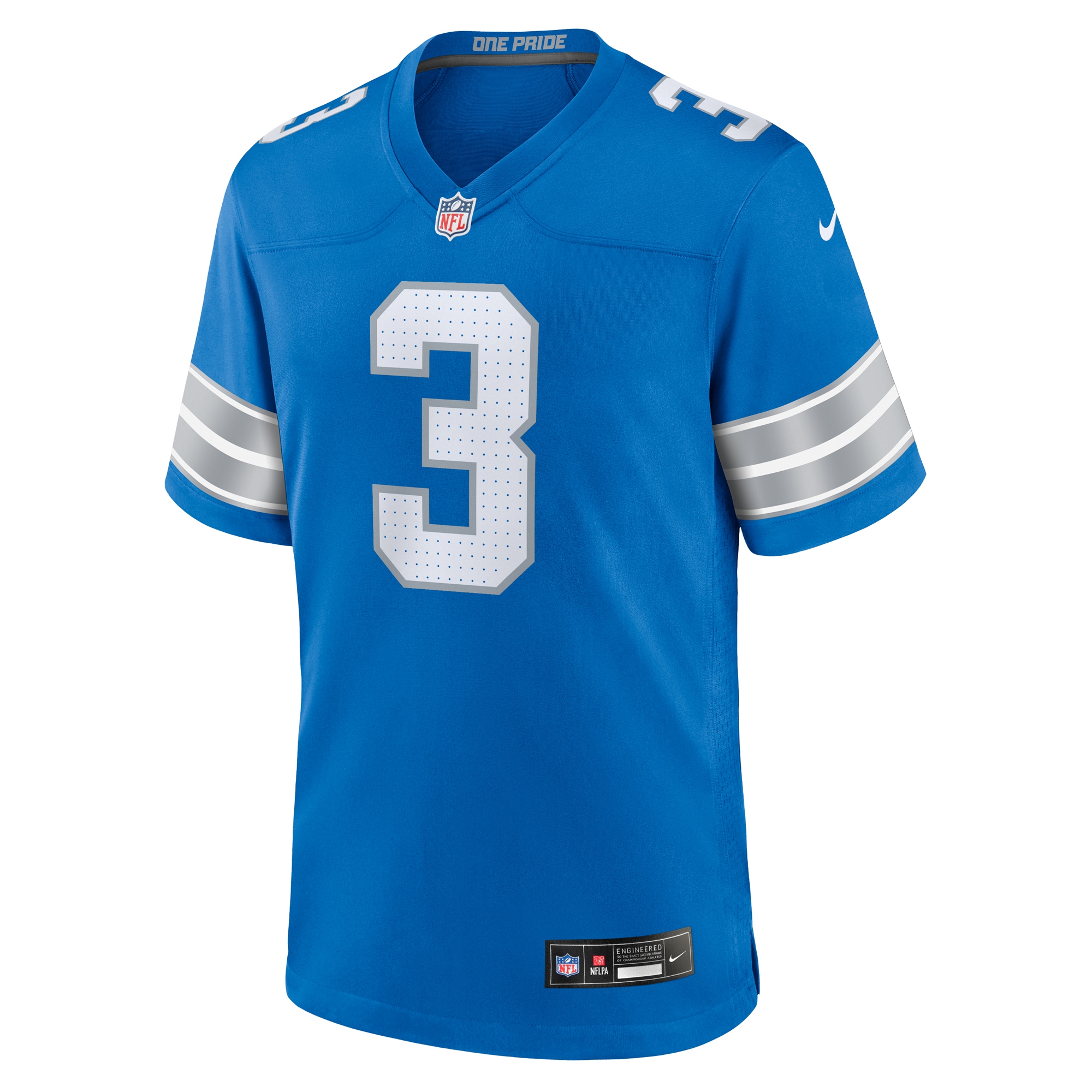 Alternative view of Men's Detroit Lions Jack Fox Blue Team Game Jersey JS7948 nicesnker