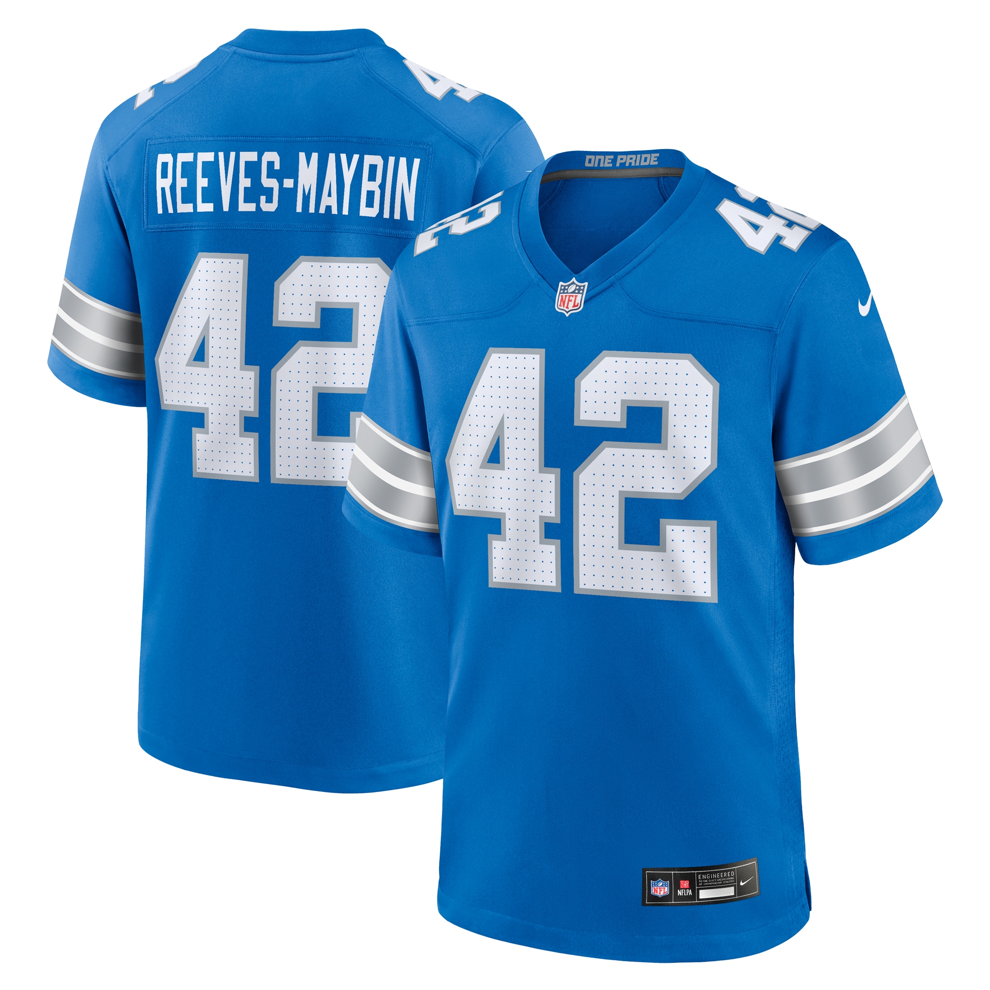 Men's Detroit Lions Jalen Reeves-Maybin Blue Team Game Jersey JS5883 nicesnker