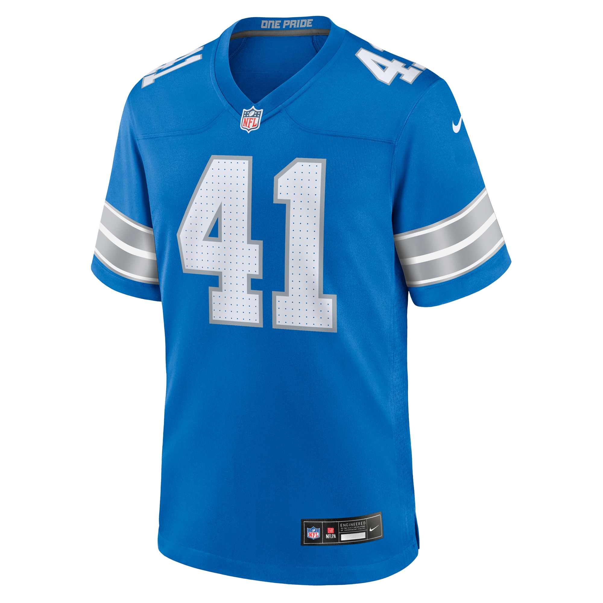 Alternative view of Men's Detroit Lions James Houston Blue Team Game Jersey JS1675 nicesnker