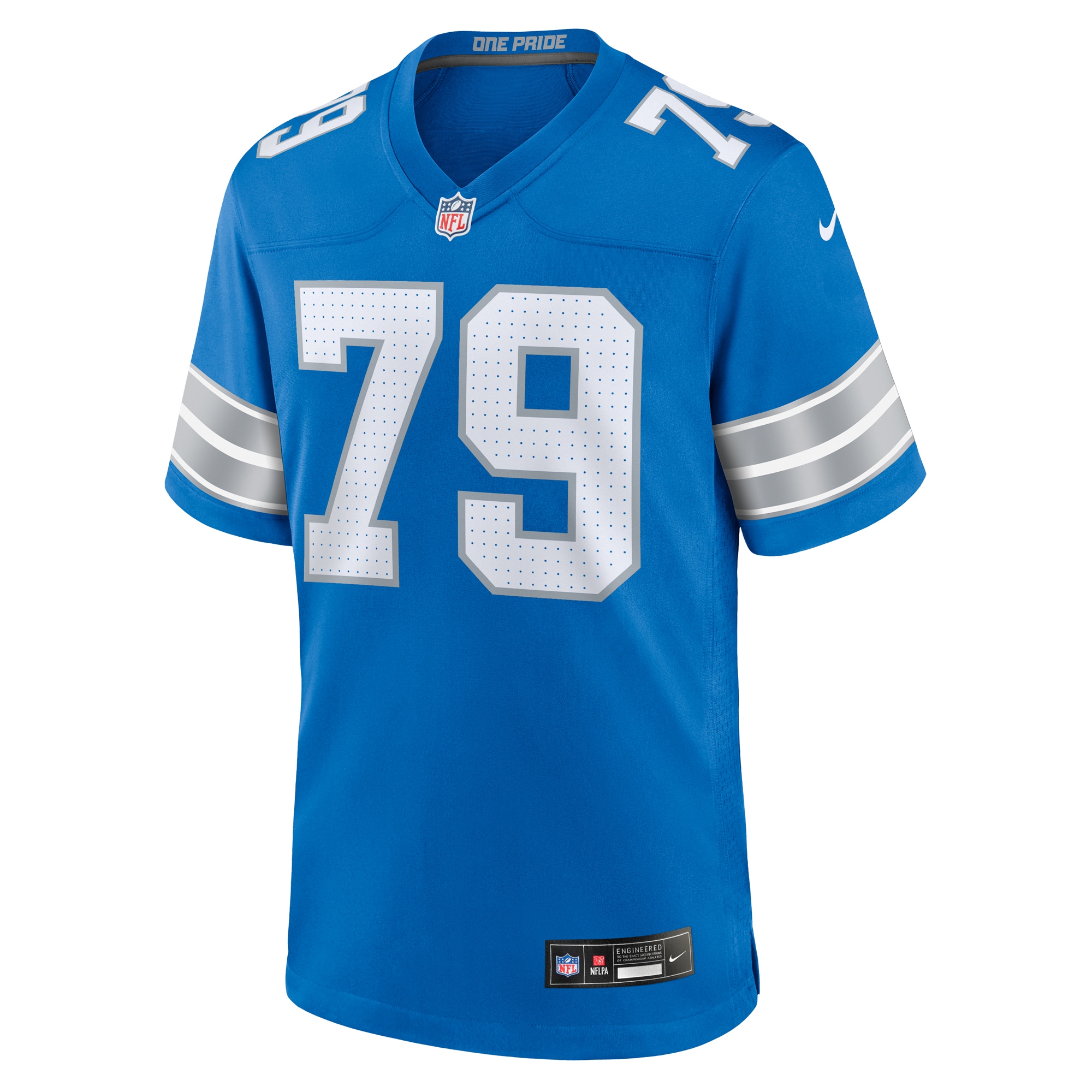 Alternative view of Men's Detroit Lions John Cominsky Blue Team Game Jersey JS7916 nicesnker