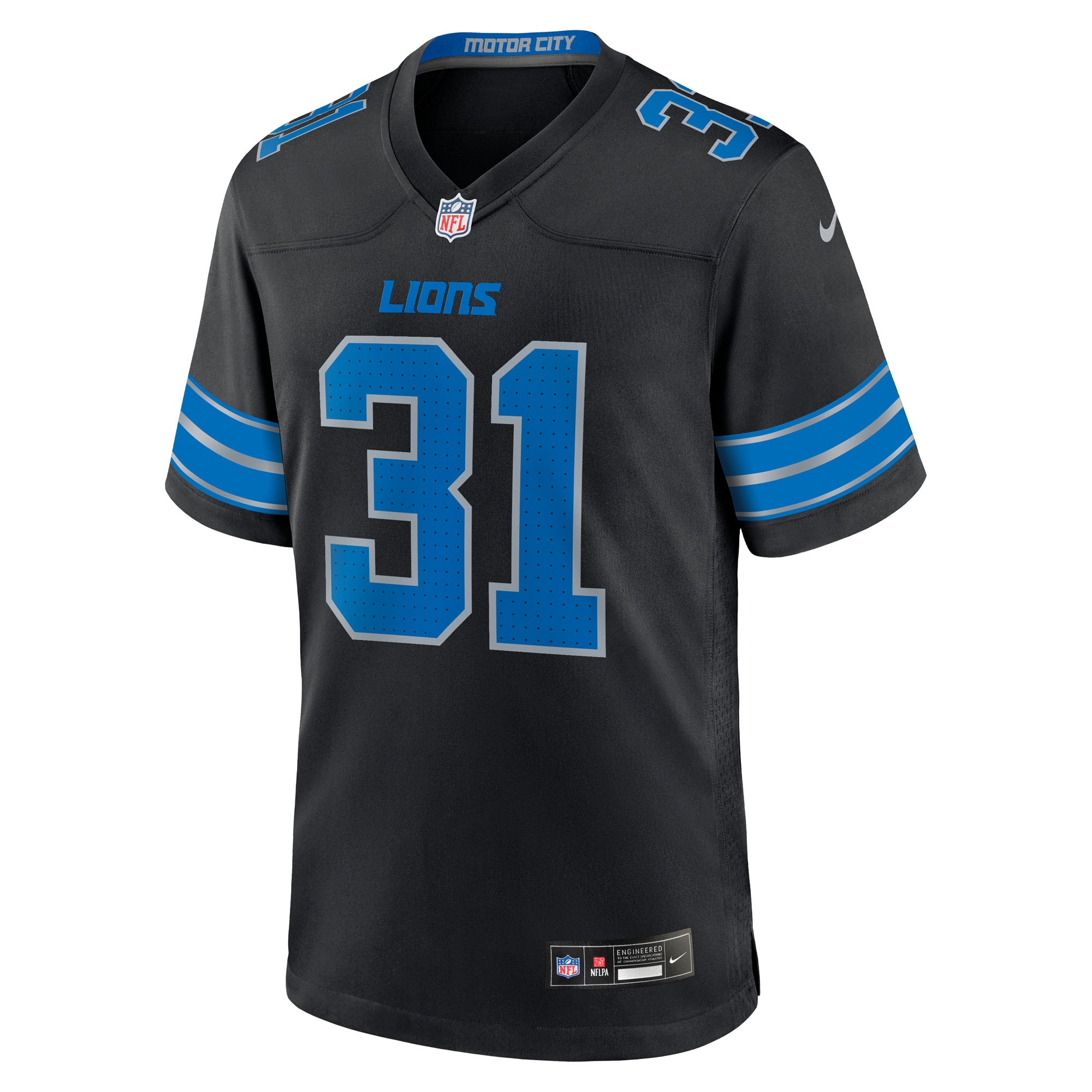 Alternative view of Men's Detroit Lions Kerby Joseph Black Alternate 2 Game Jersey JS5889 nicesnker
