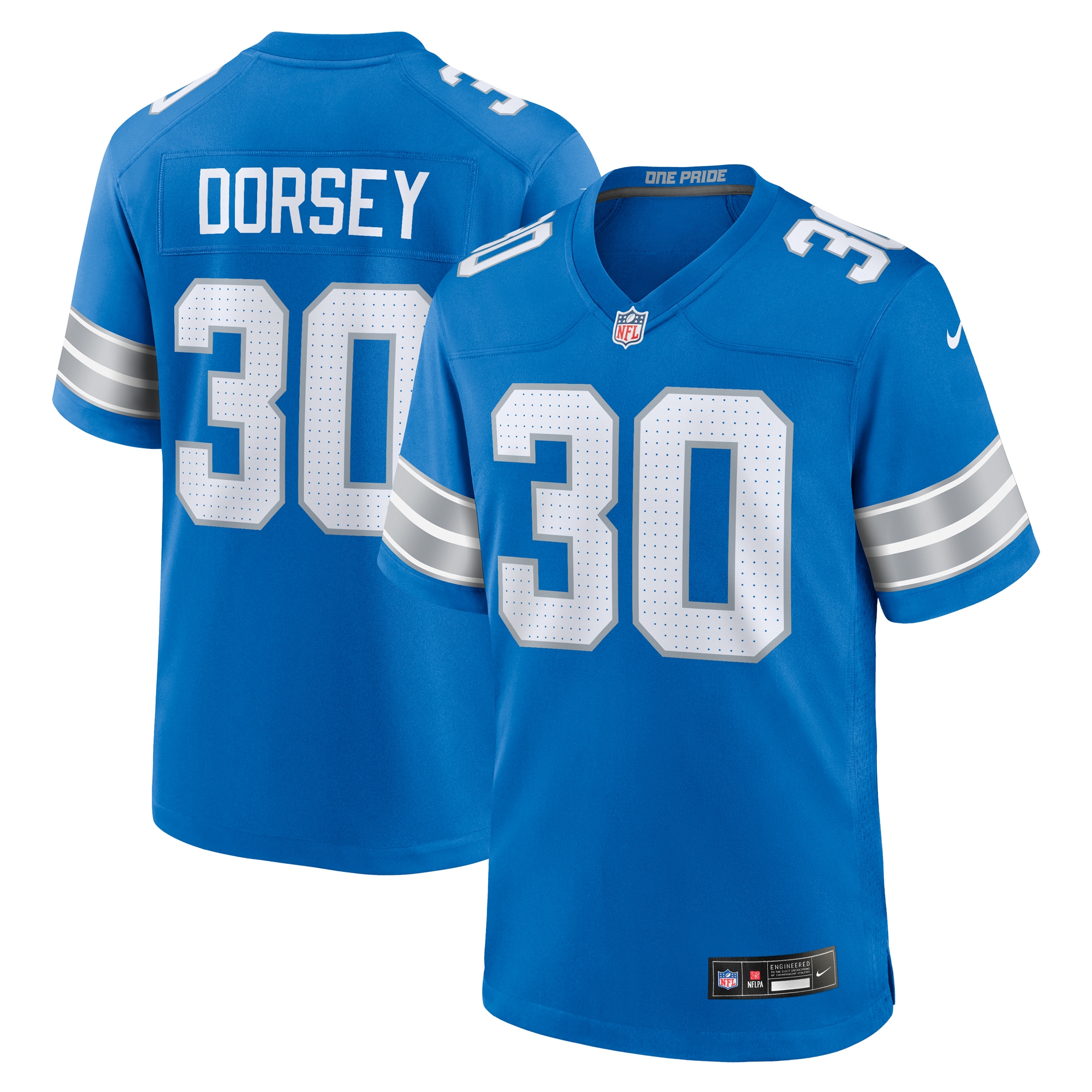 Men's Detroit Lions Khalil Dorsey Blue Team Game Jersey JS5063 nicesnker