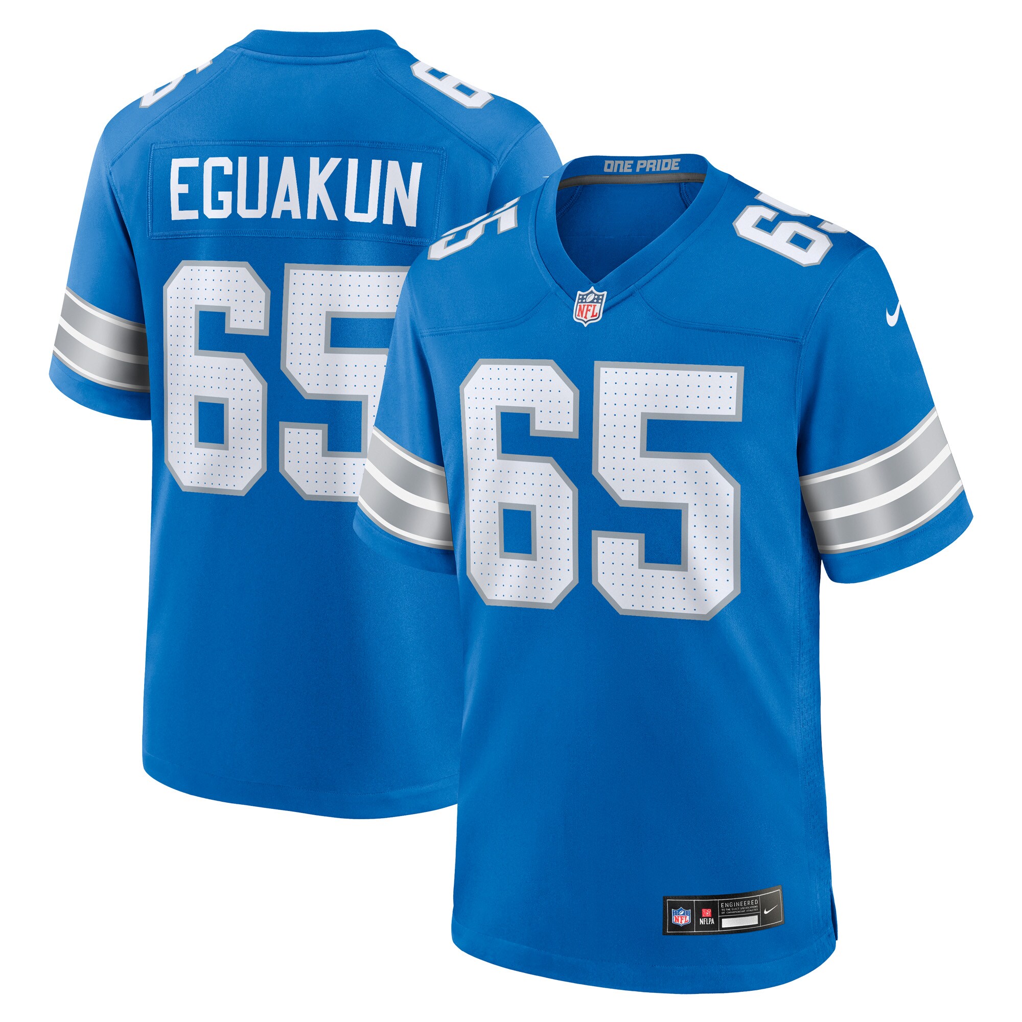 Men's Detroit Lions Kingsley Eguakun Blue Game Jersey JS7518 nicesnker