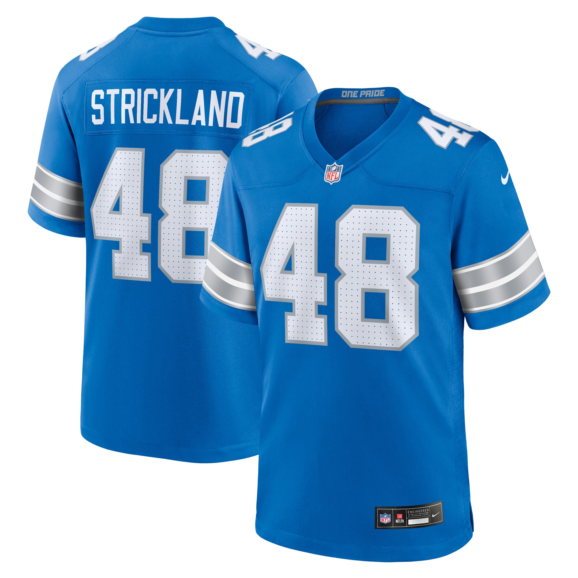 Men's Detroit Lions Loren Strickland Blue Game Jersey JS7612 nicesnker