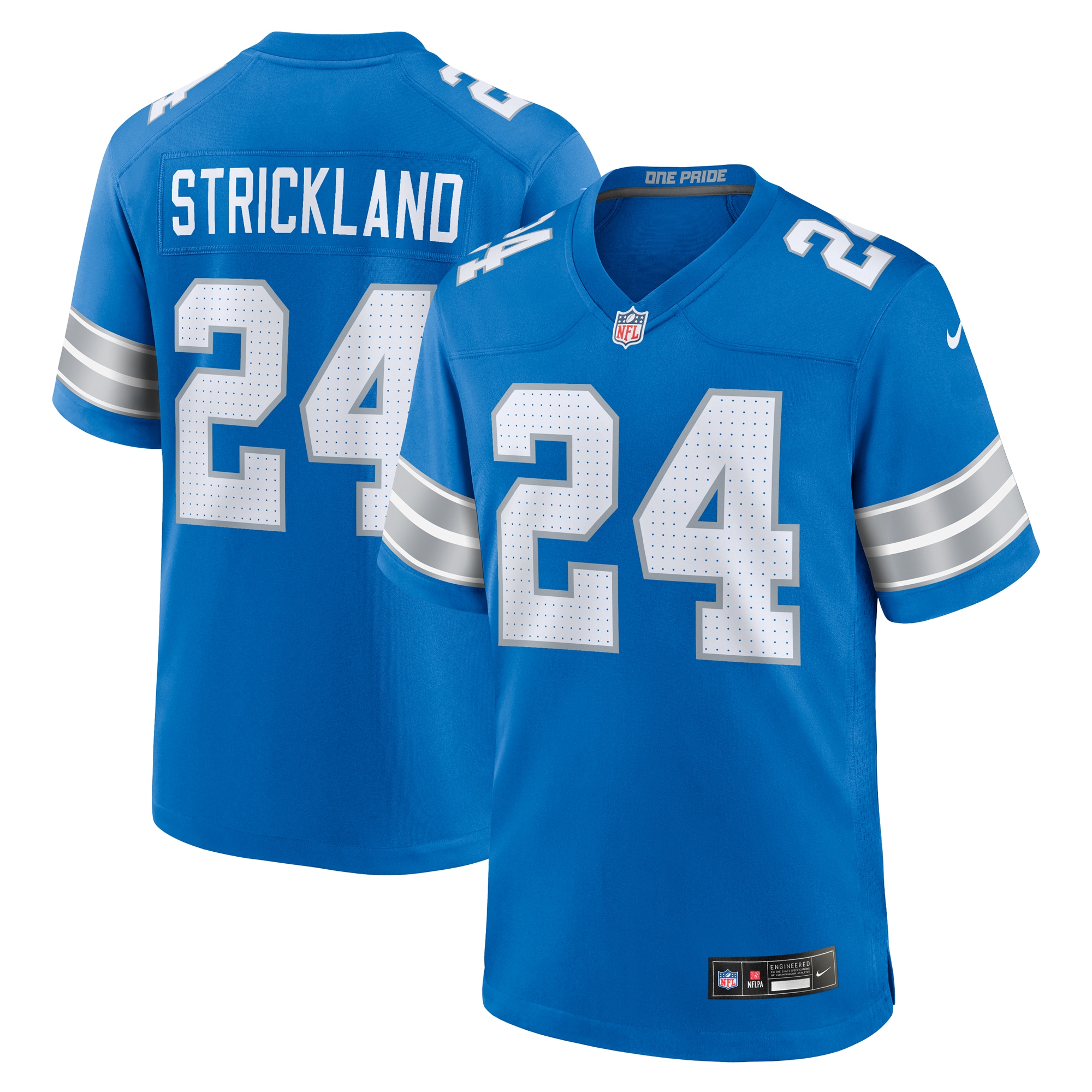 Men's Detroit Lions Loren Strickland Blue Team Game Jersey JS9395 nicesnker
