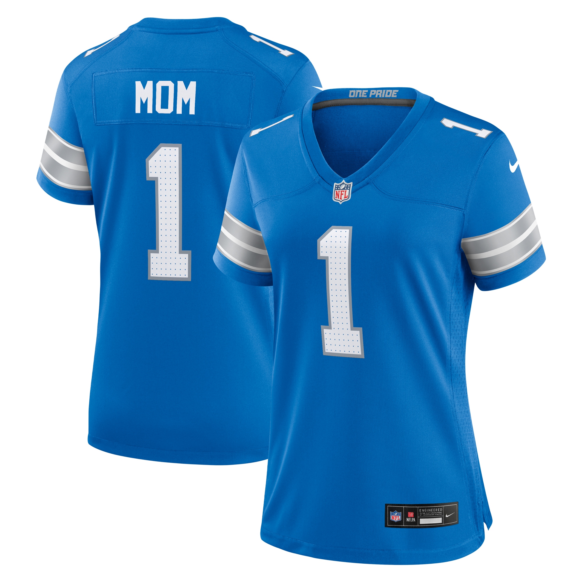Men's Detroit Lions Number 1 Mom Blue Game Jersey JS6539 nicesnker