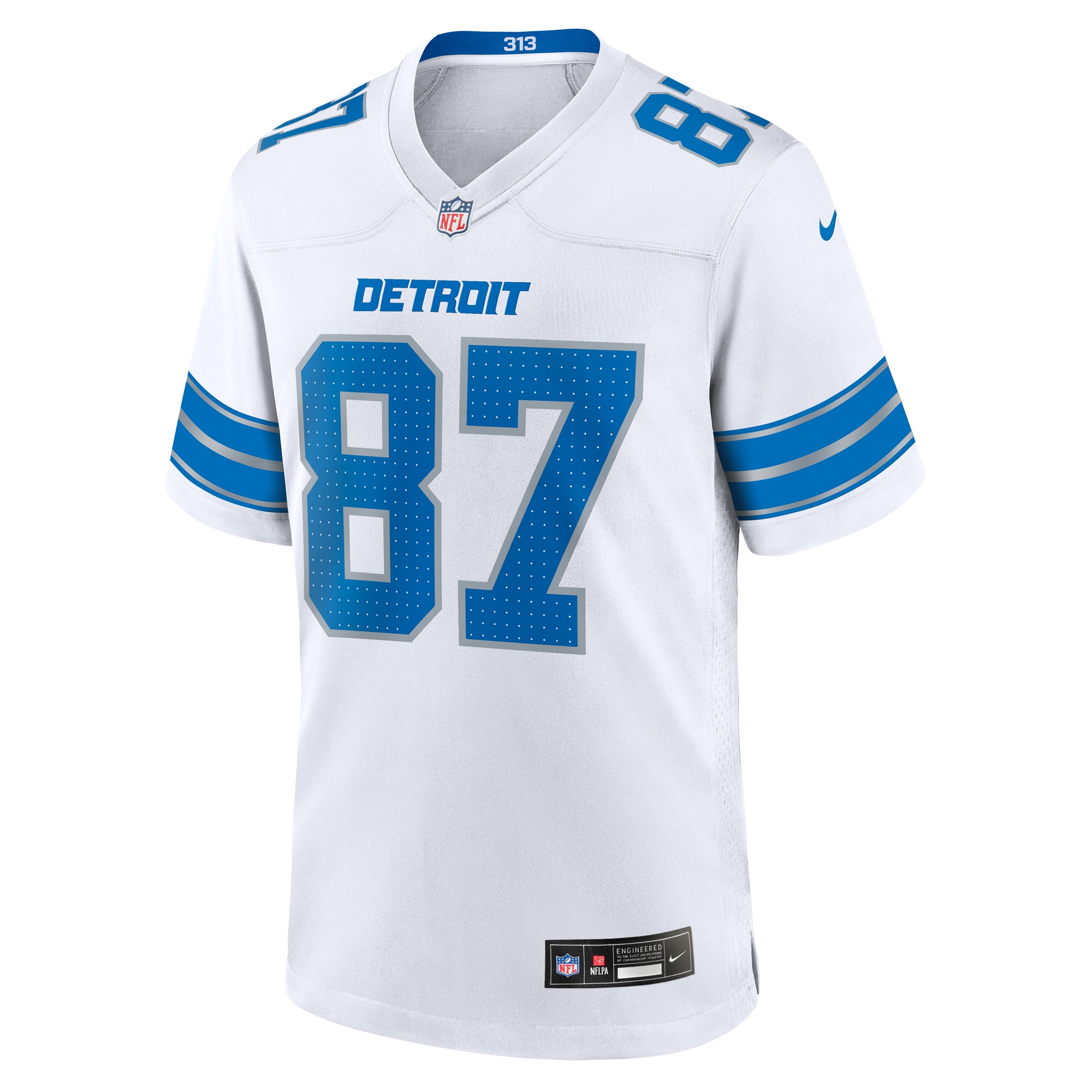 Alternative view of Men's Detroit Lions Sam LaPorta White White Game Jersey JS9324 nicesnker