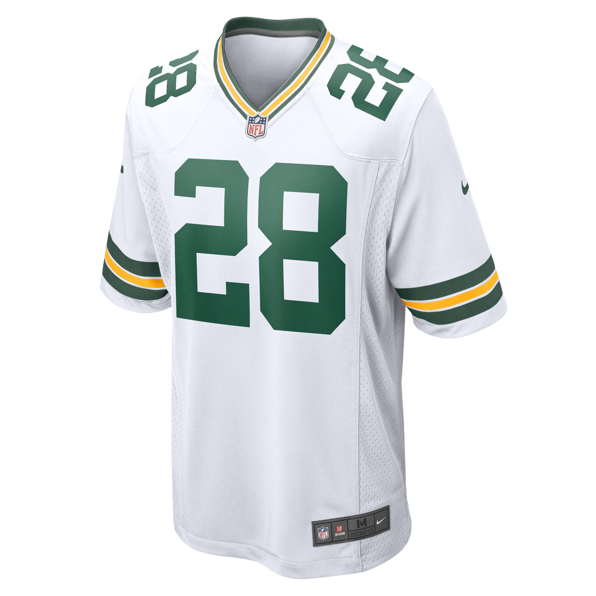 Alternative view of Men's Green Bay Packers AJ Dillon White Game Player Jersey JS6035 nicesnker