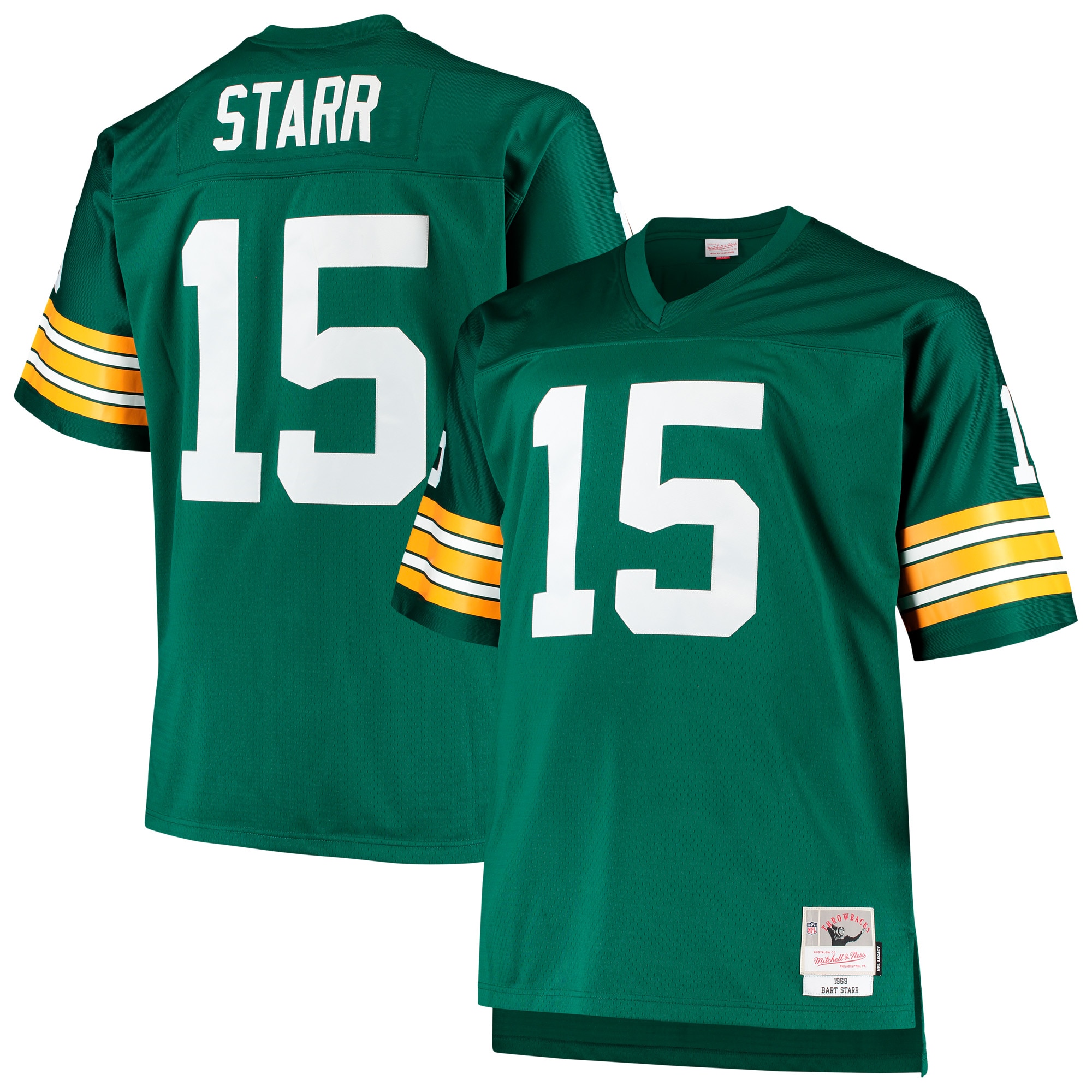 Men's Green Bay Packers Bart Starr Mitchell & Ness Green Big & Tall 1968 Retired Player Jersey JS2547 nicesnker