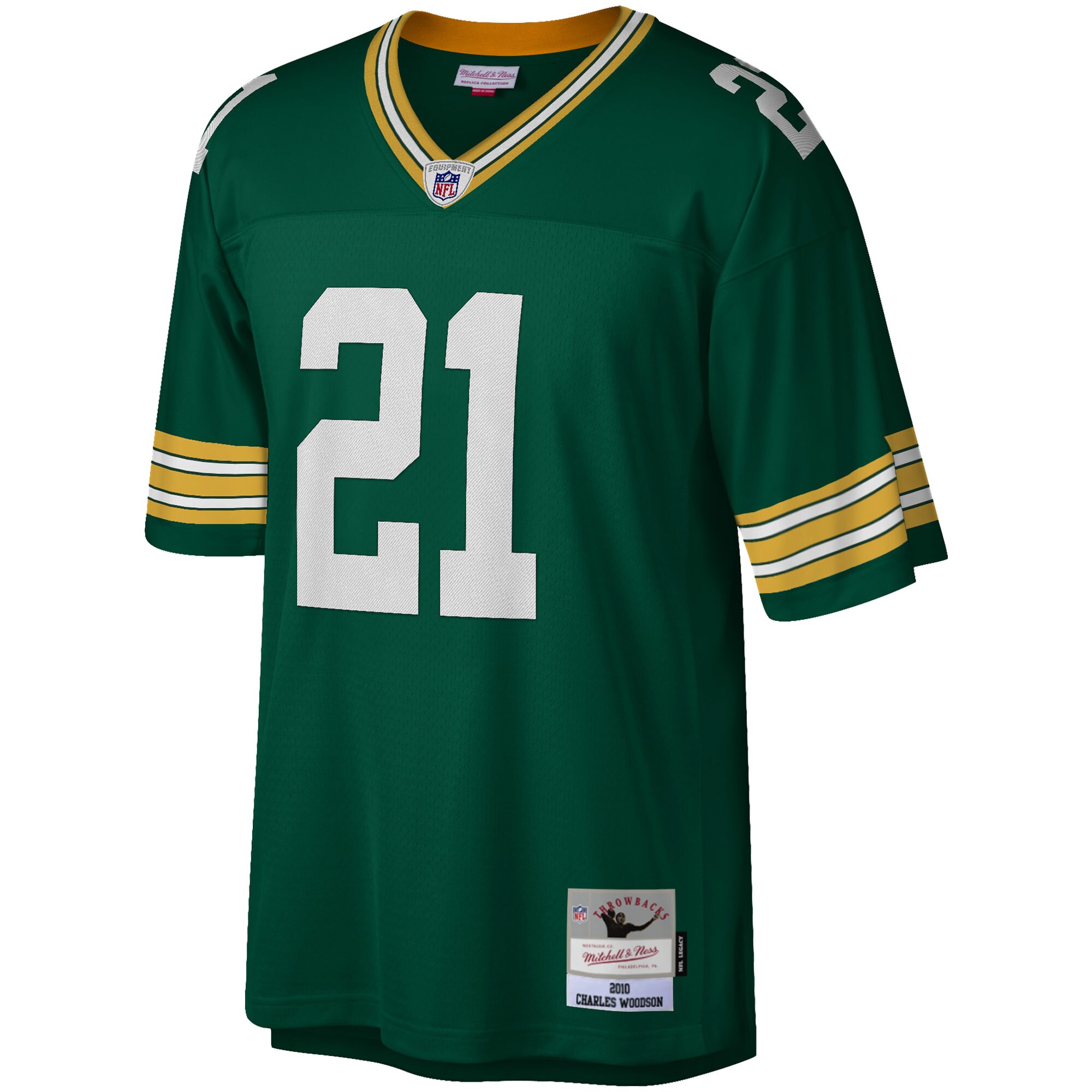 Alternative view of Men's Green Bay Packers Charles Woodson Mitchell & Ness Green Legacy Jersey JS5134 nicesnker