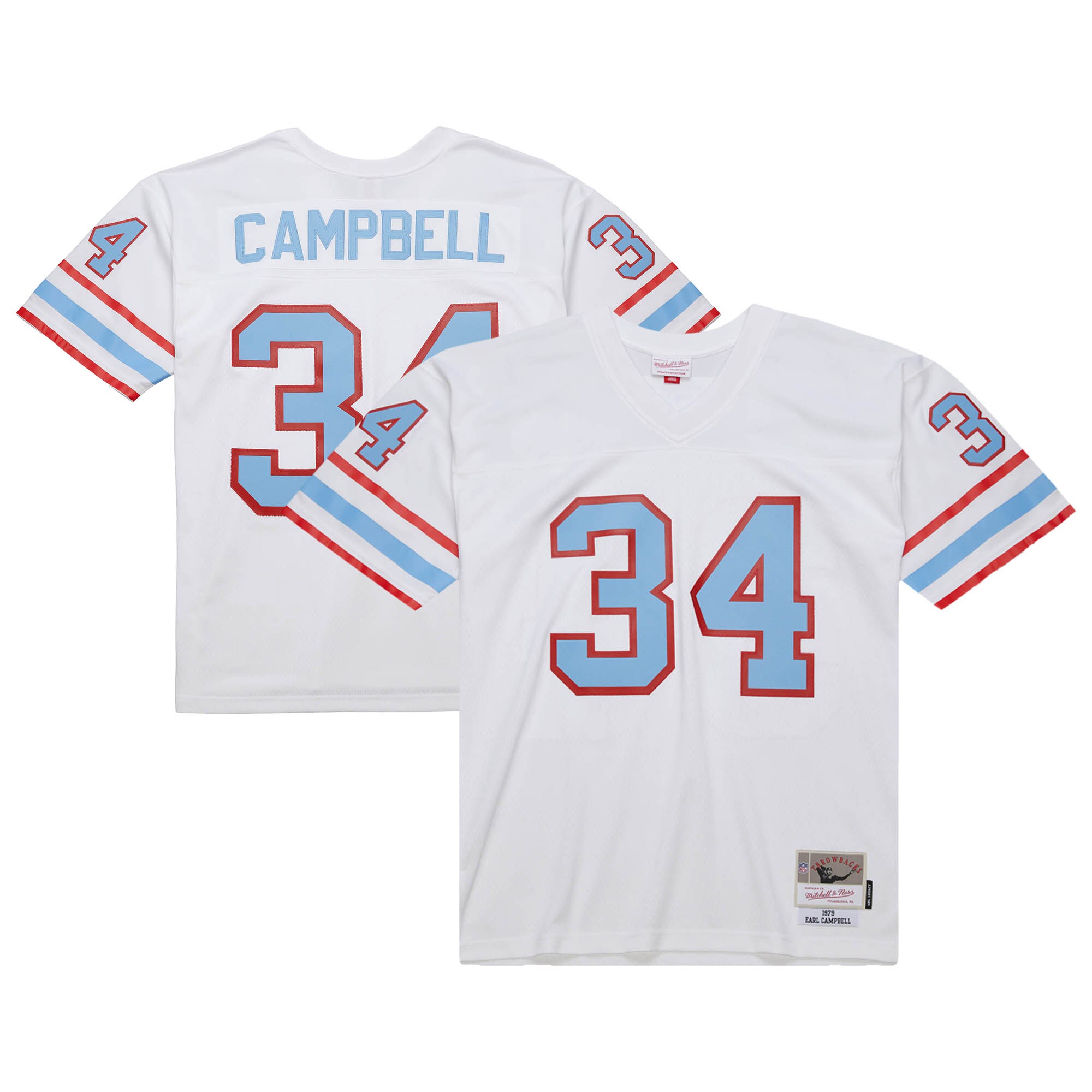 Men's Houston Oilers Earl Campbell Mitchell & Ness White 1979 Legacy Jersey JS6452 nicesnker