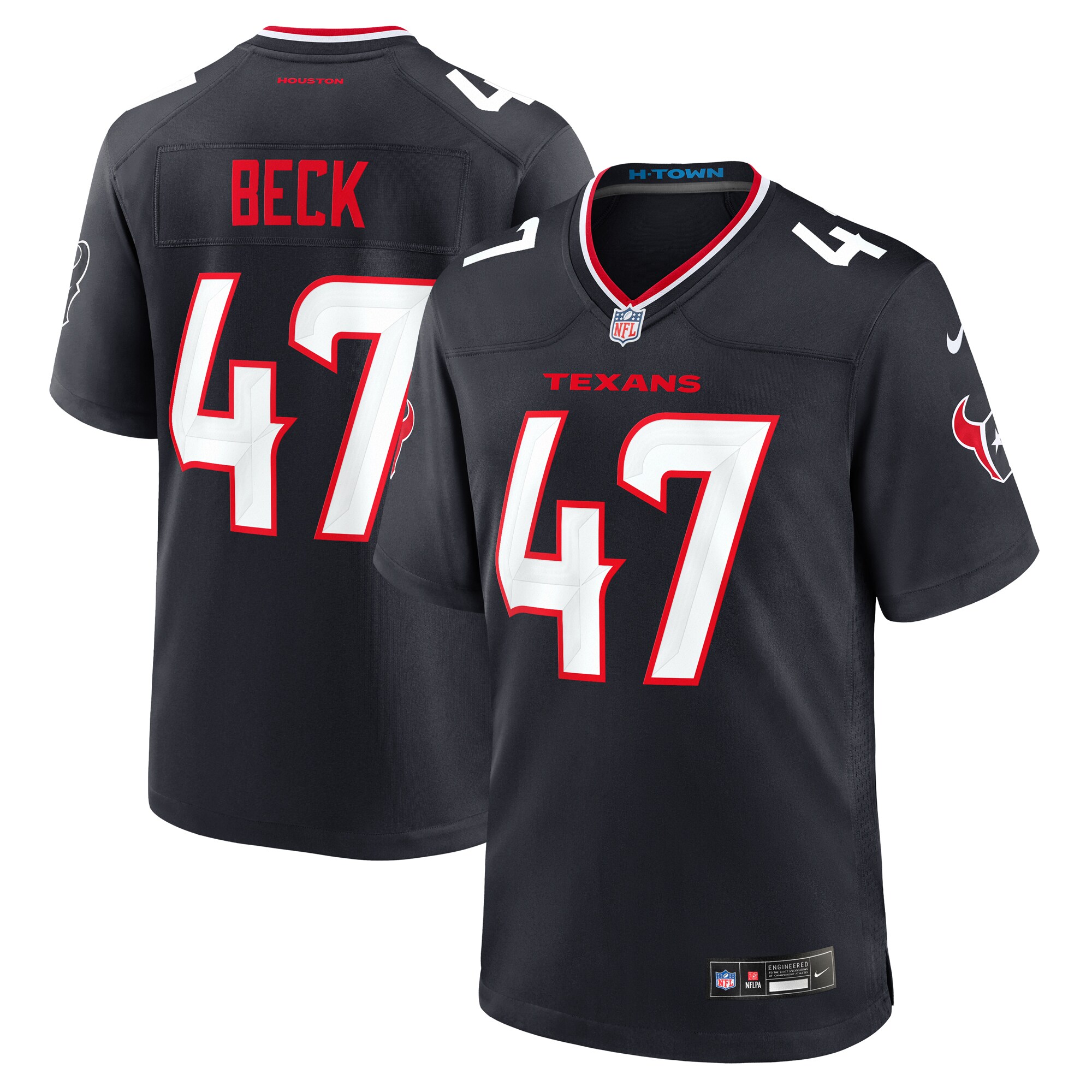 Men's Houston Texans Andrew Beck Navy Team Game Jersey JS2587 nicesnker