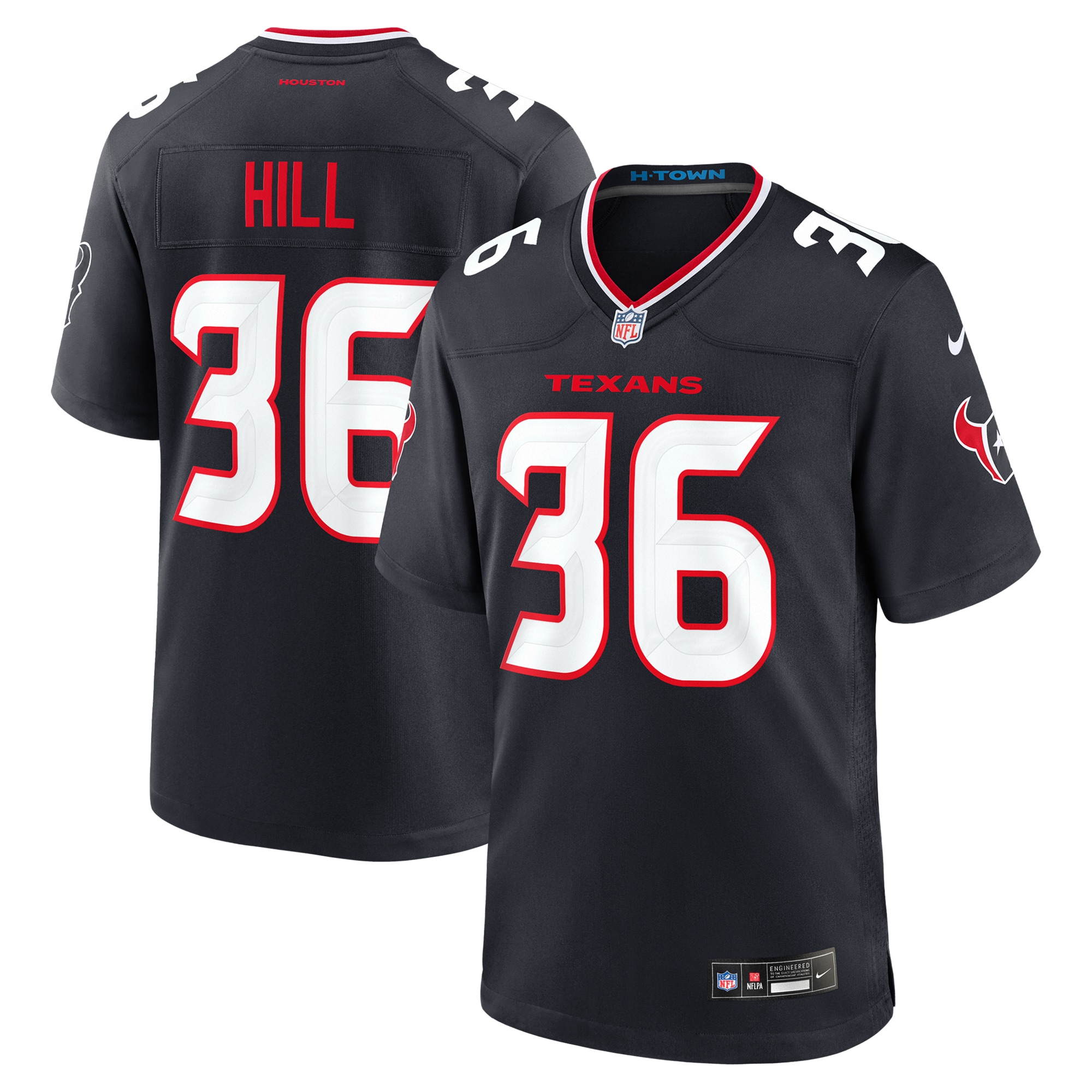 Men's Houston Texans Brandon Hill Navy Team Game Jersey JS9856 nicesnker