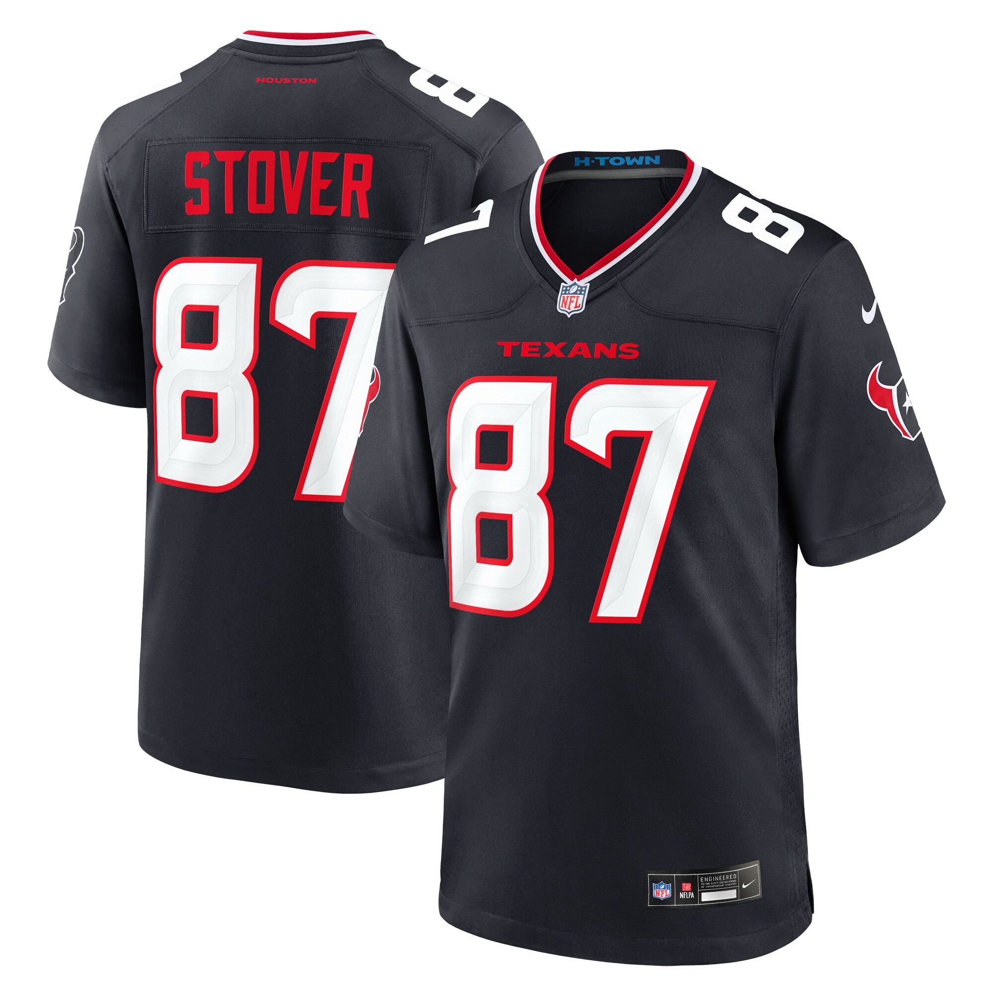 Men's Houston Texans Cade Stover Navy Game Jersey JS1820 nicesnker