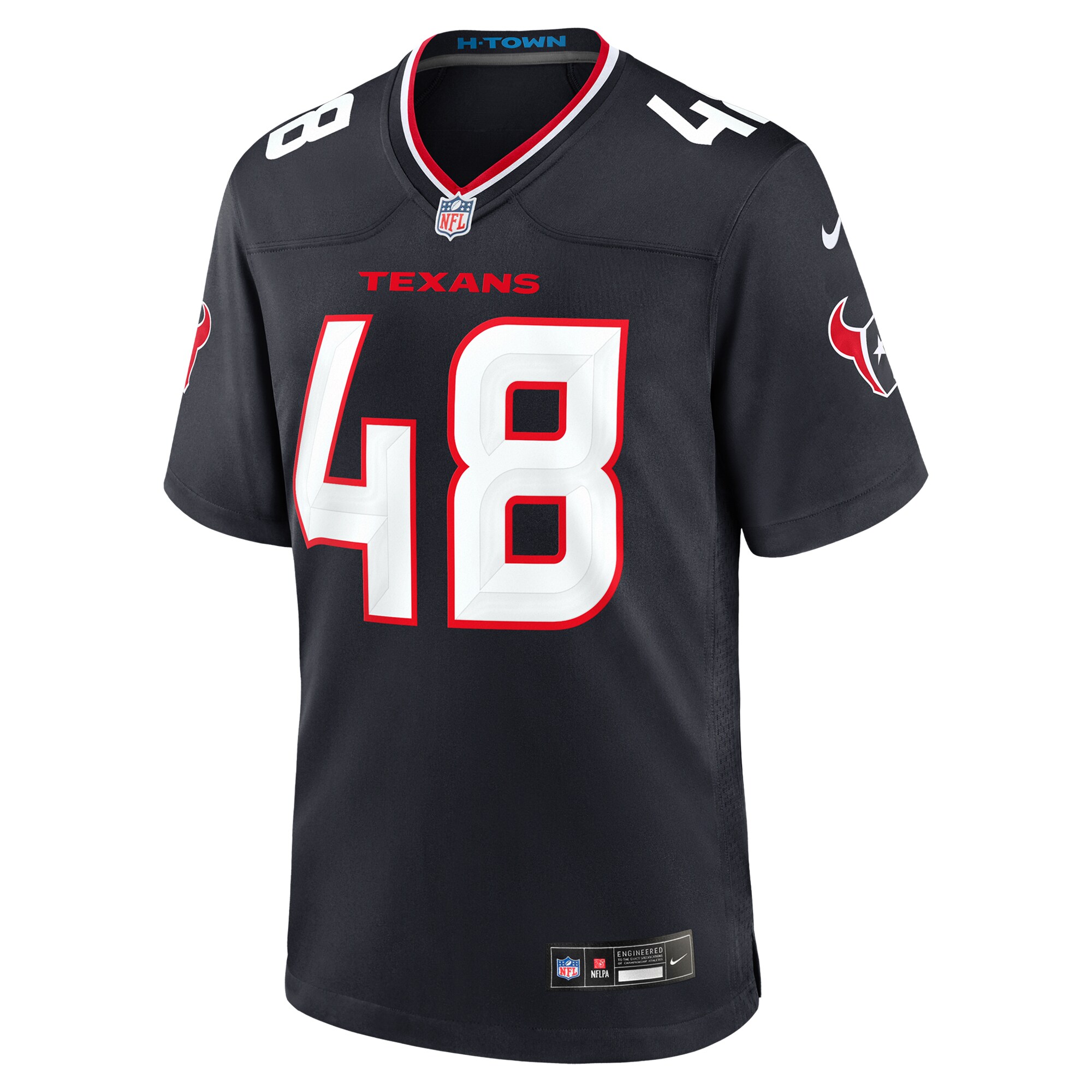 Alternative view of Men's Houston Texans Christian Harris Navy Team Game Jersey JS9044 nicesnker