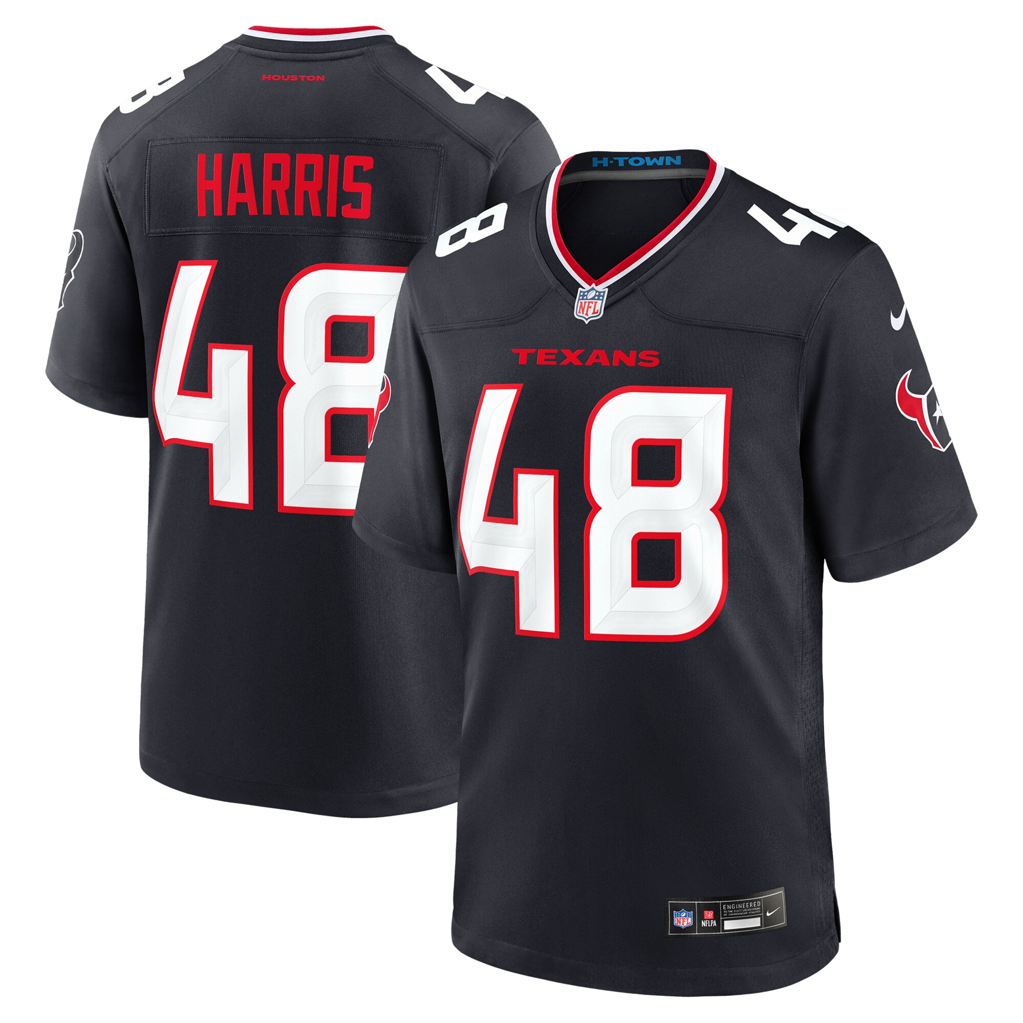 Men's Houston Texans Christian Harris Navy Team Game Jersey JS9044 nicesnker