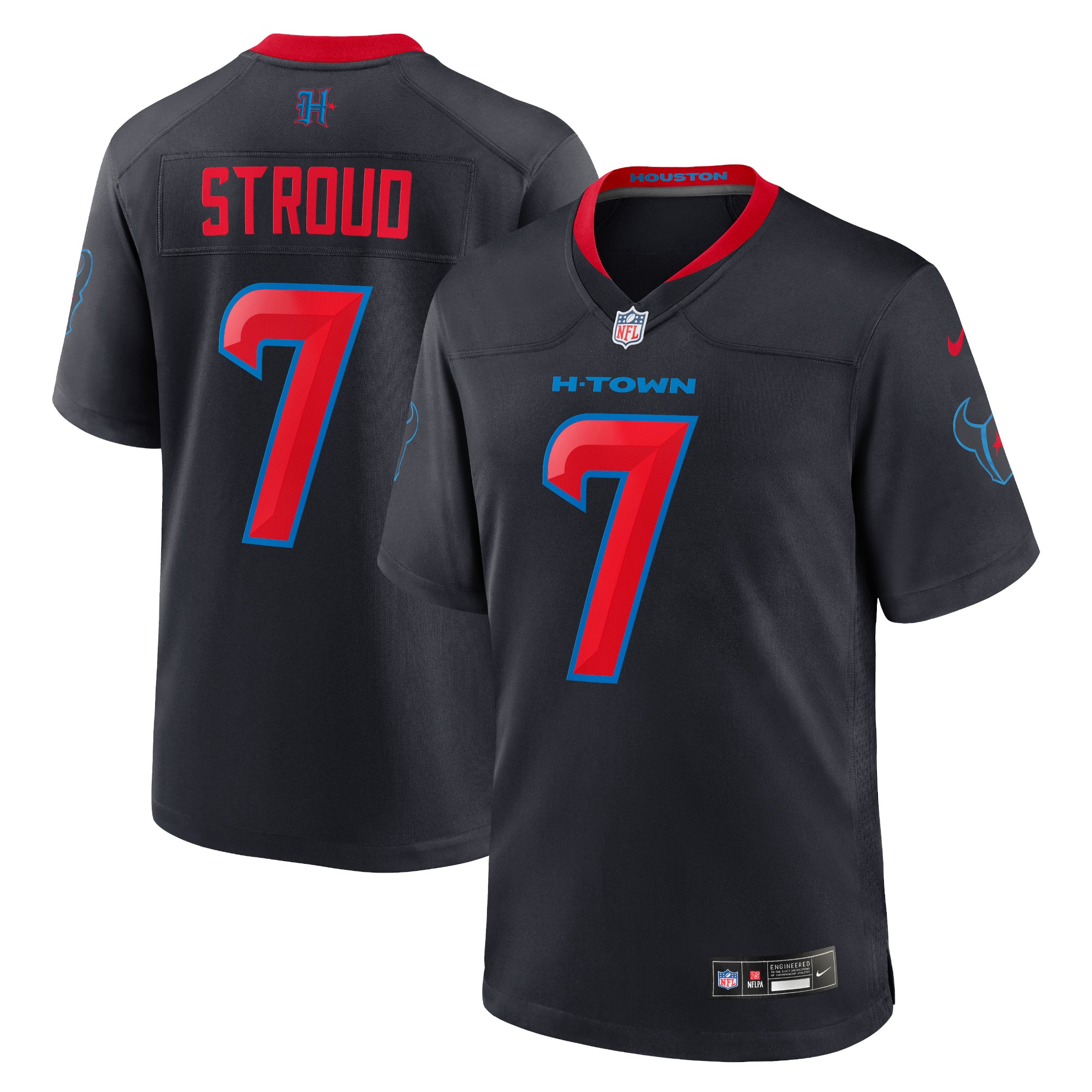 Men's Houston Texans C.J. Stroud Navy 2nd Alternate Game Jersey JS9322 nicesnker
